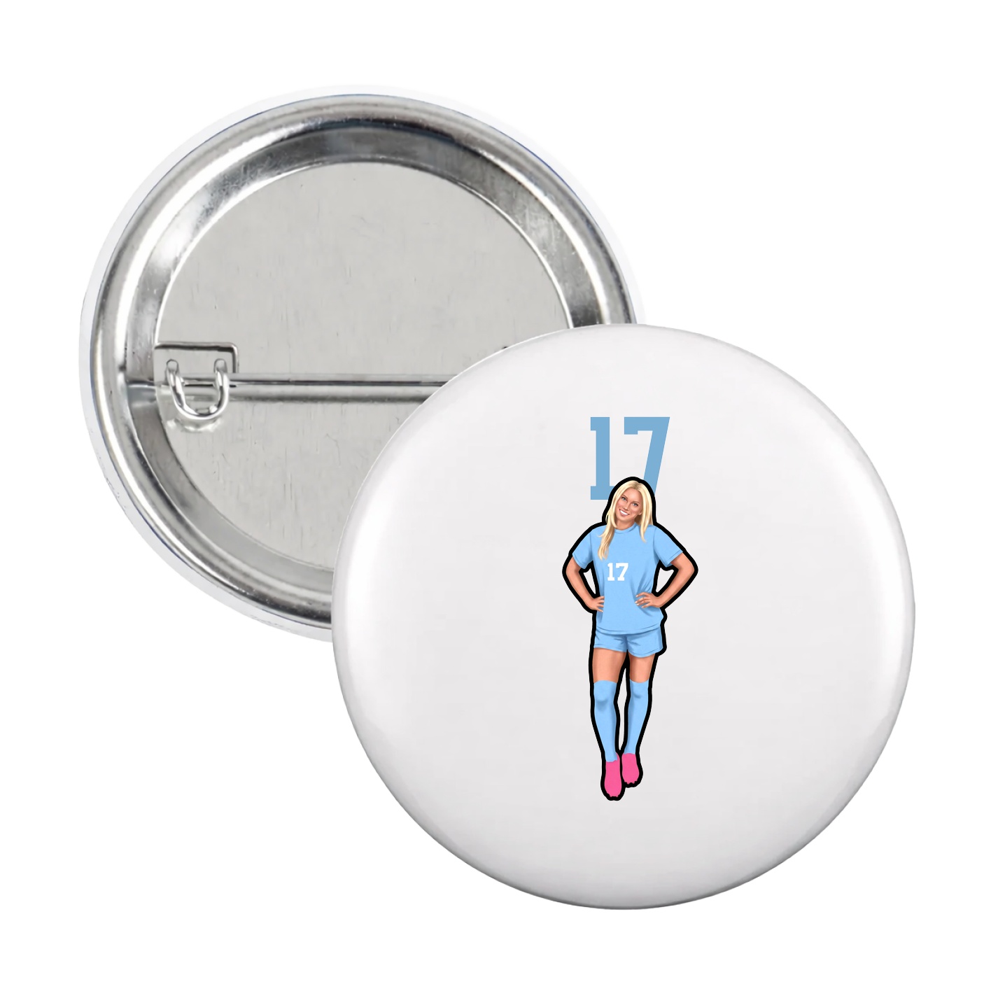 Game Day Button — Number Top in White