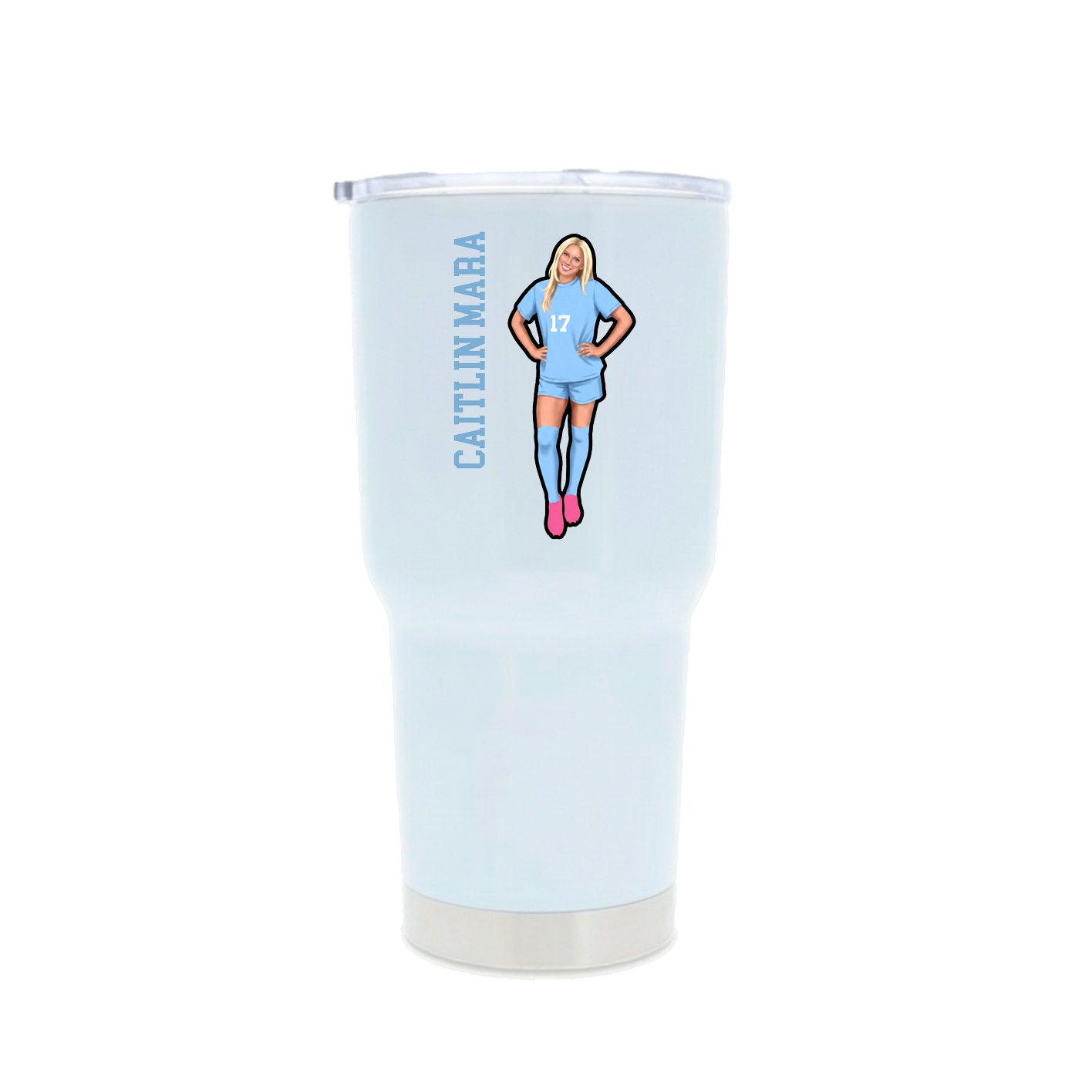 30oz Stainless Steel Tumbler — Name Vertical in White
