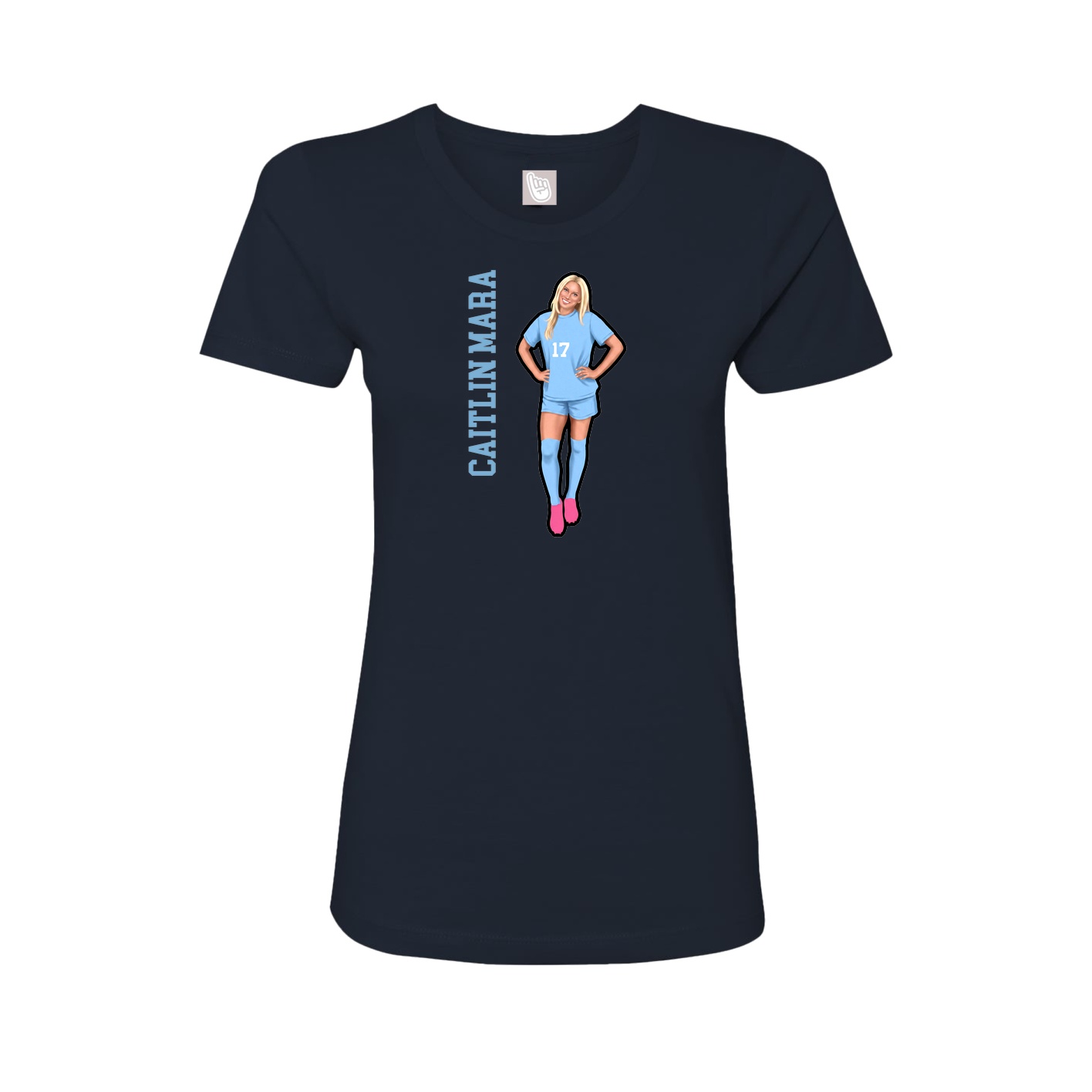 Fitted Women's Tee — Name Vertical in Navy