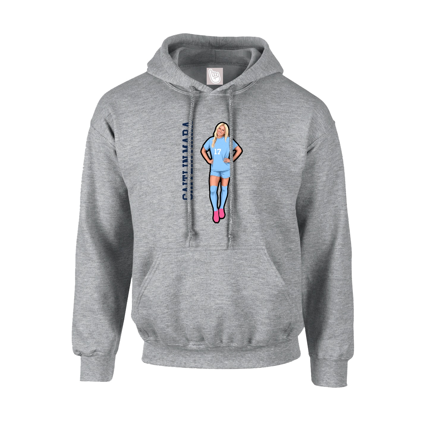 Youth Hoodie — Name Vertical in Grey