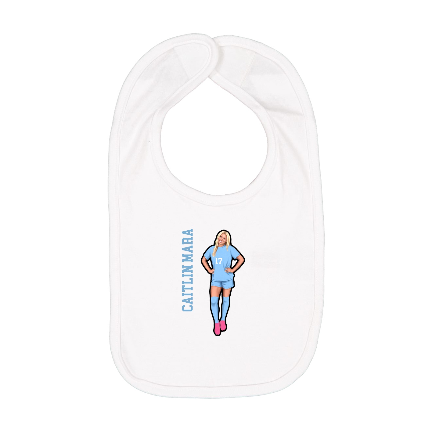 Infant Bib — Name Vertical in White