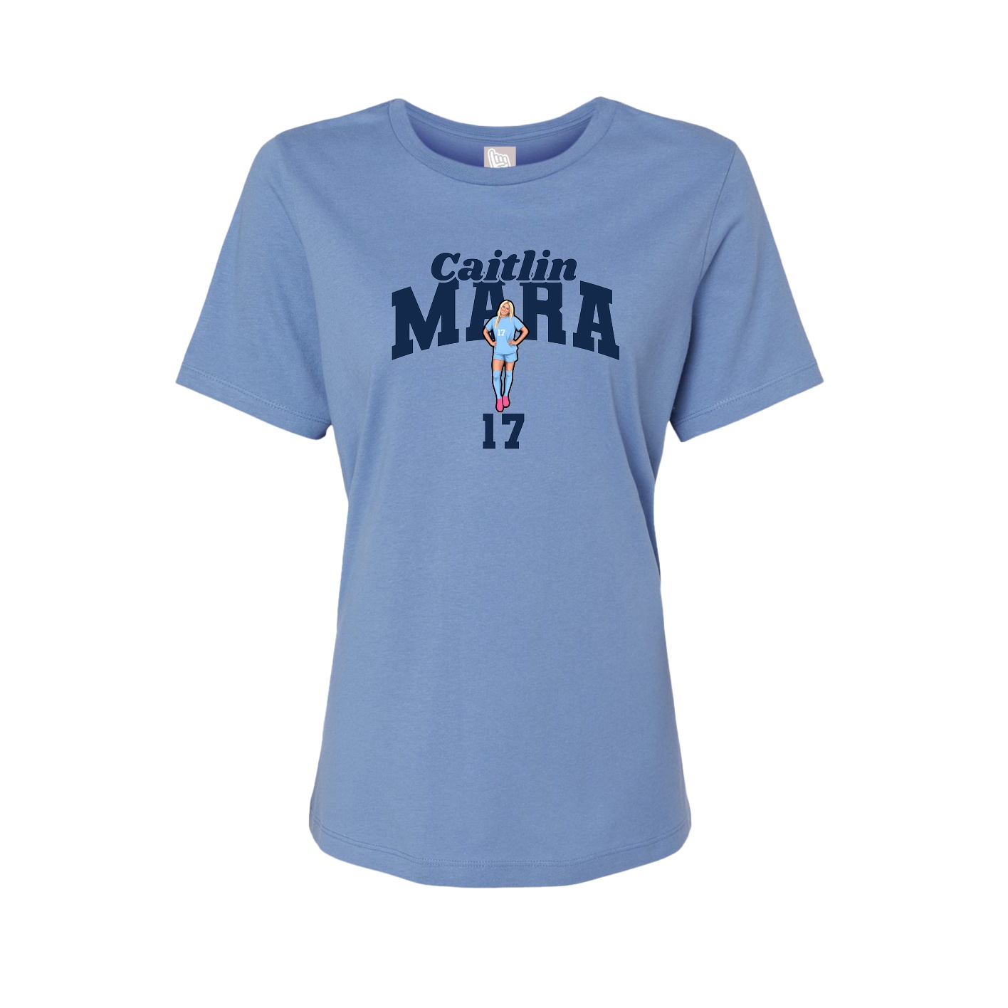 Fitted Women's Tee — Signature Arch in Powder Blue