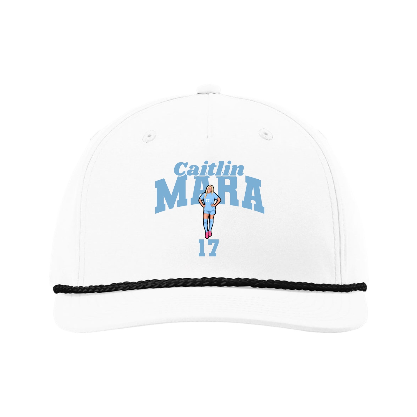 Five-Panel Classic Rope Cap — Signature Arch in White