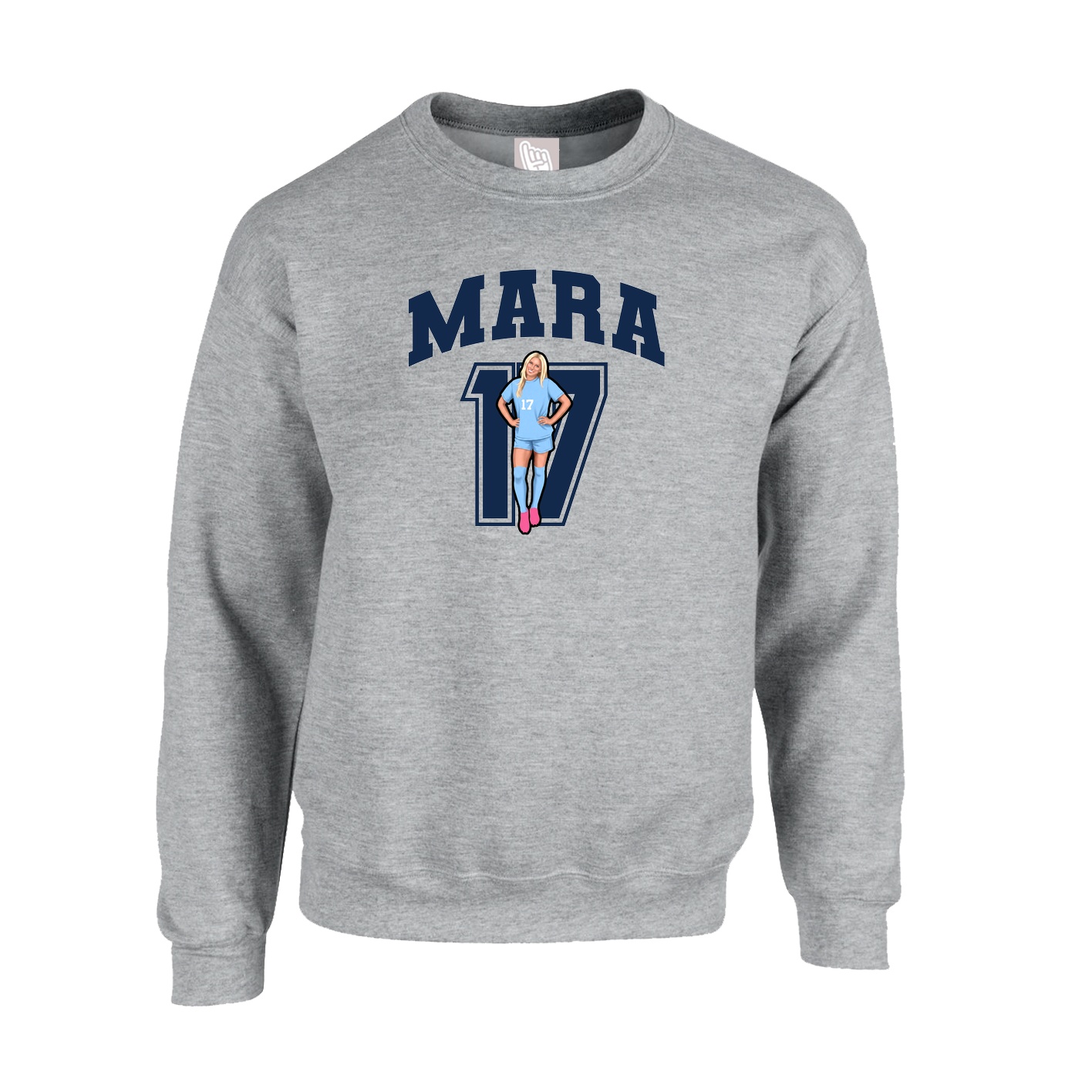 Fleece Crew — Number in Grey
