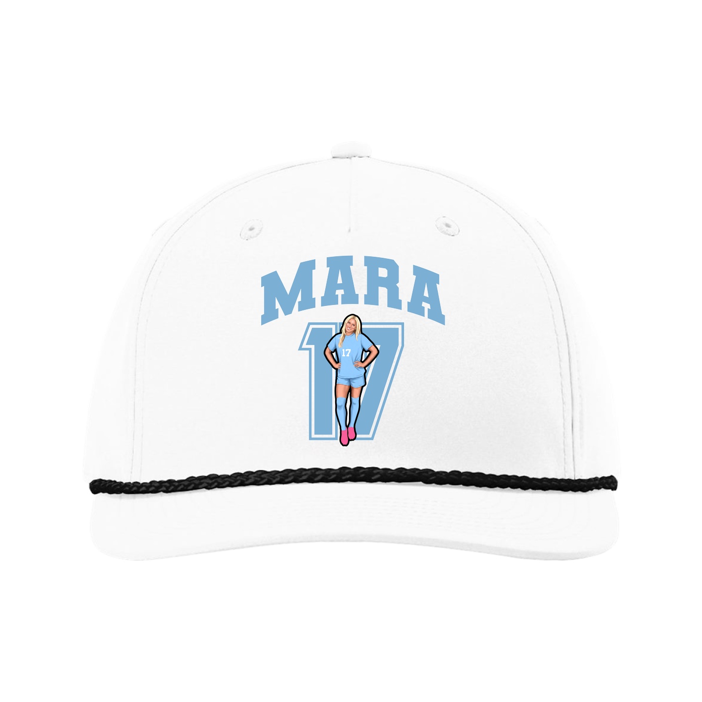 Five-Panel Classic Rope Cap — Number in White