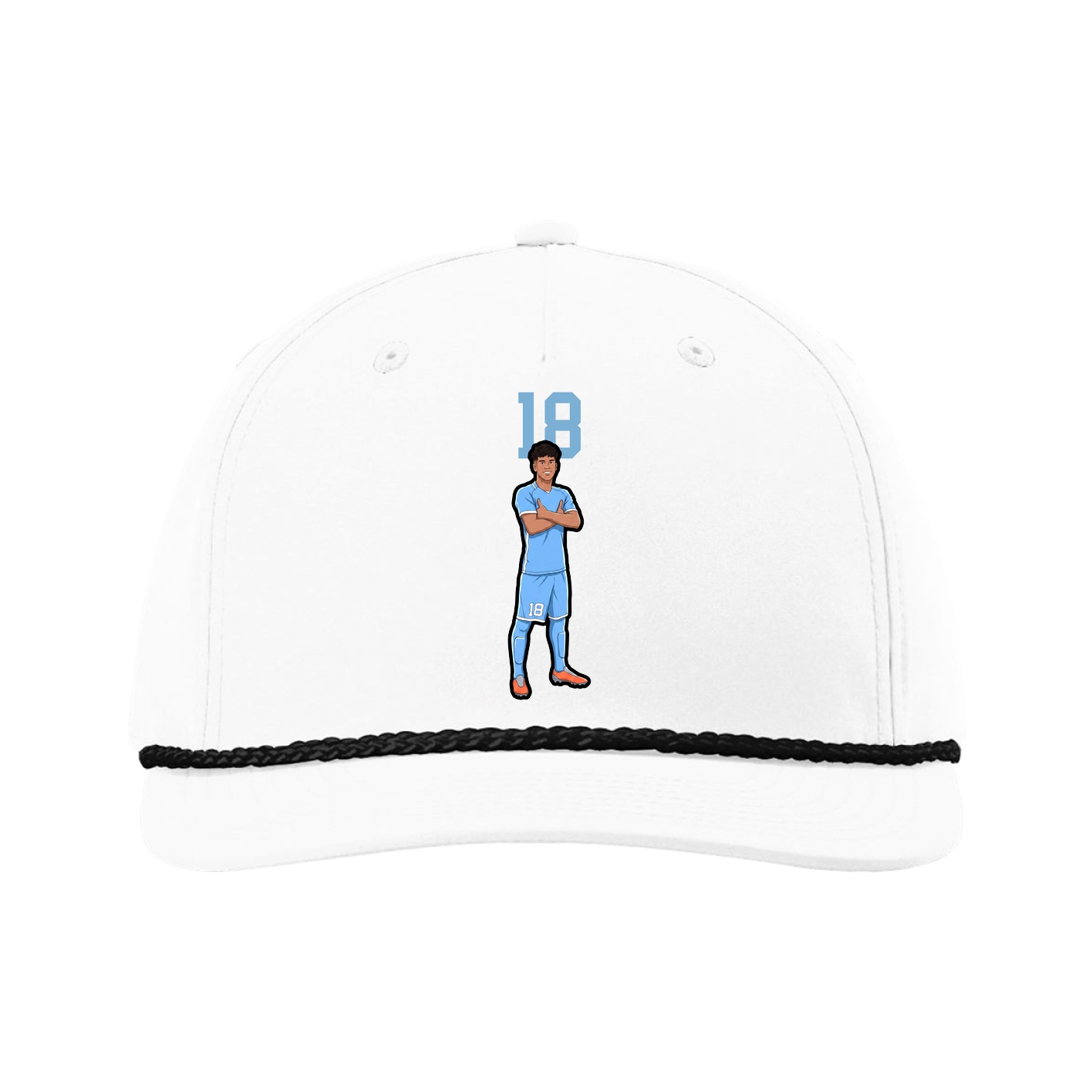 Five-Panel Classic Rope Cap — Number Top in White