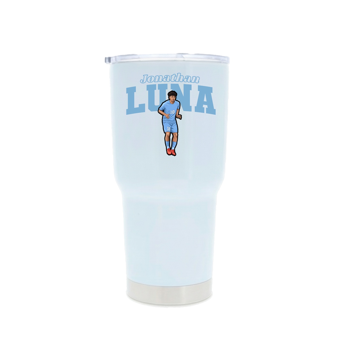 30oz Stainless Steel Tumbler — Name Arch in White