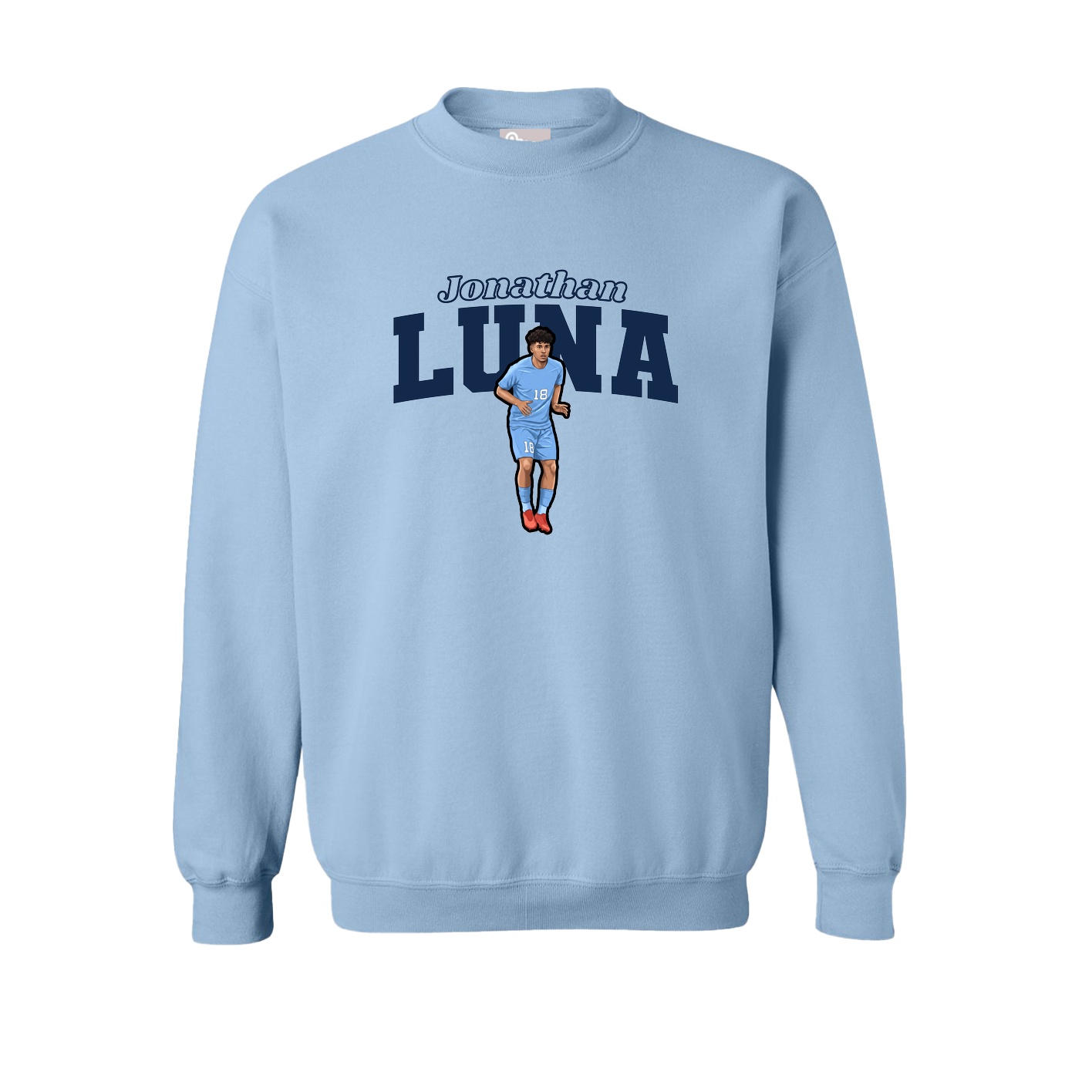 Fleece Crew — Name Arch in Light Blue