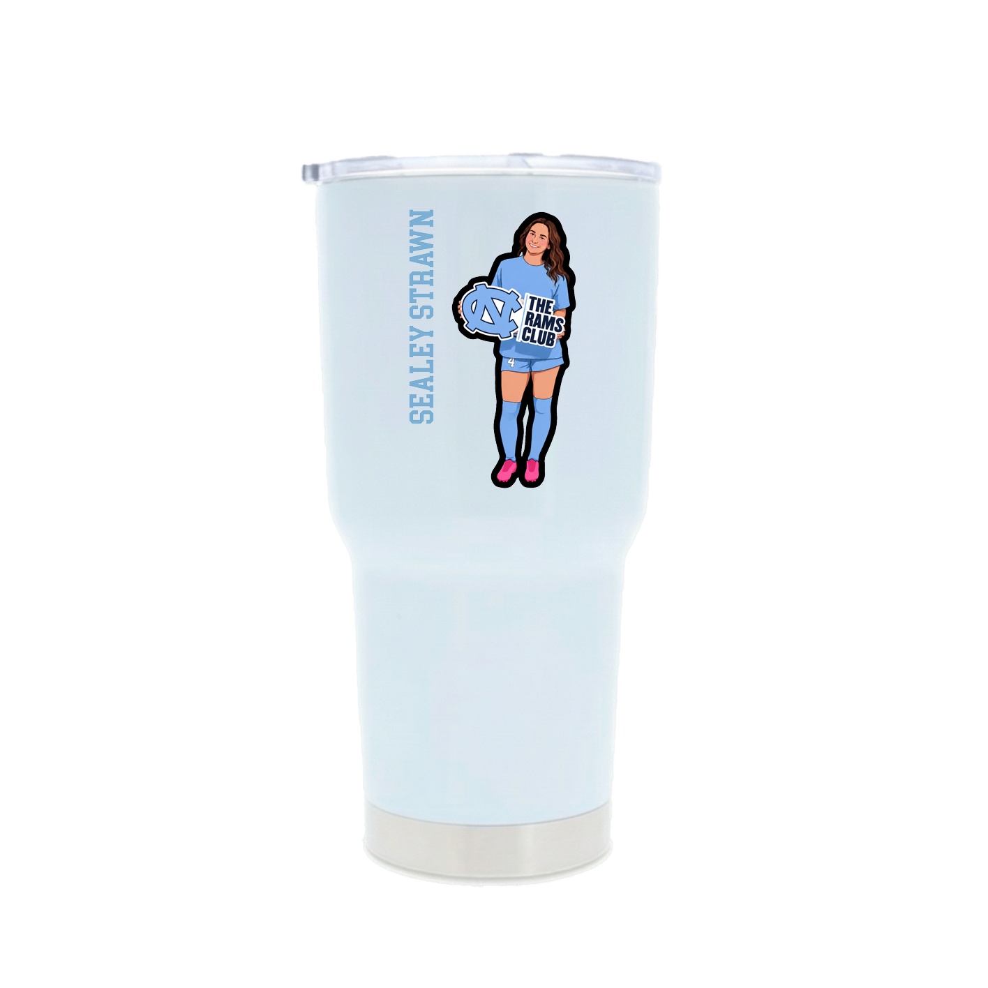 30oz Stainless Steel Tumbler — Name Vertical in White