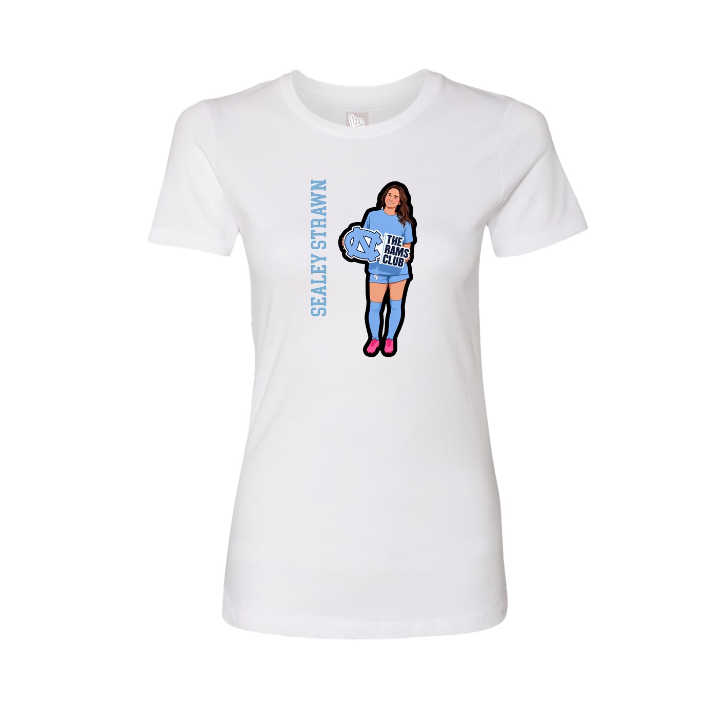 Fitted Women's Tee — Name Vertical in White