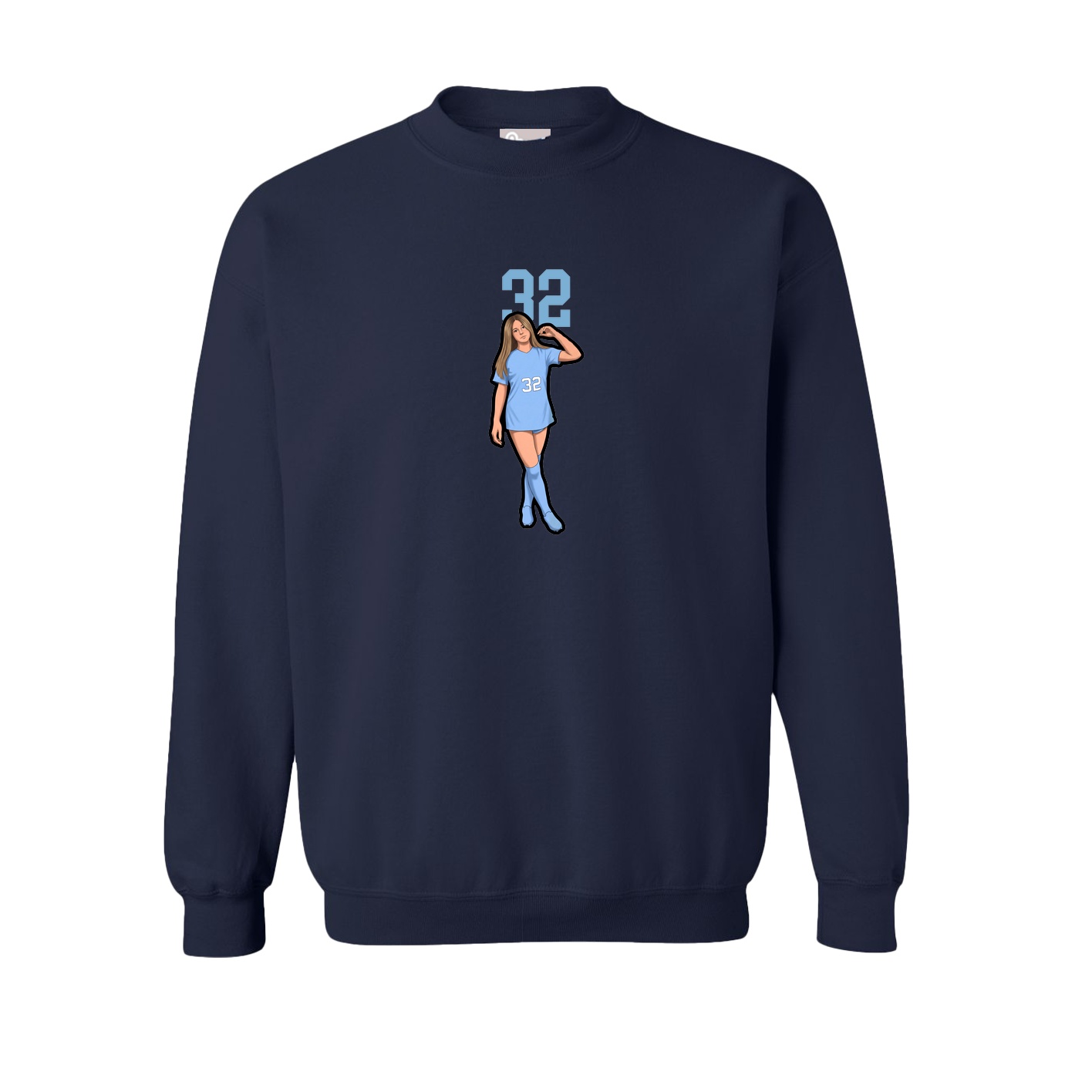 Fleece Crew — Number Top in Navy