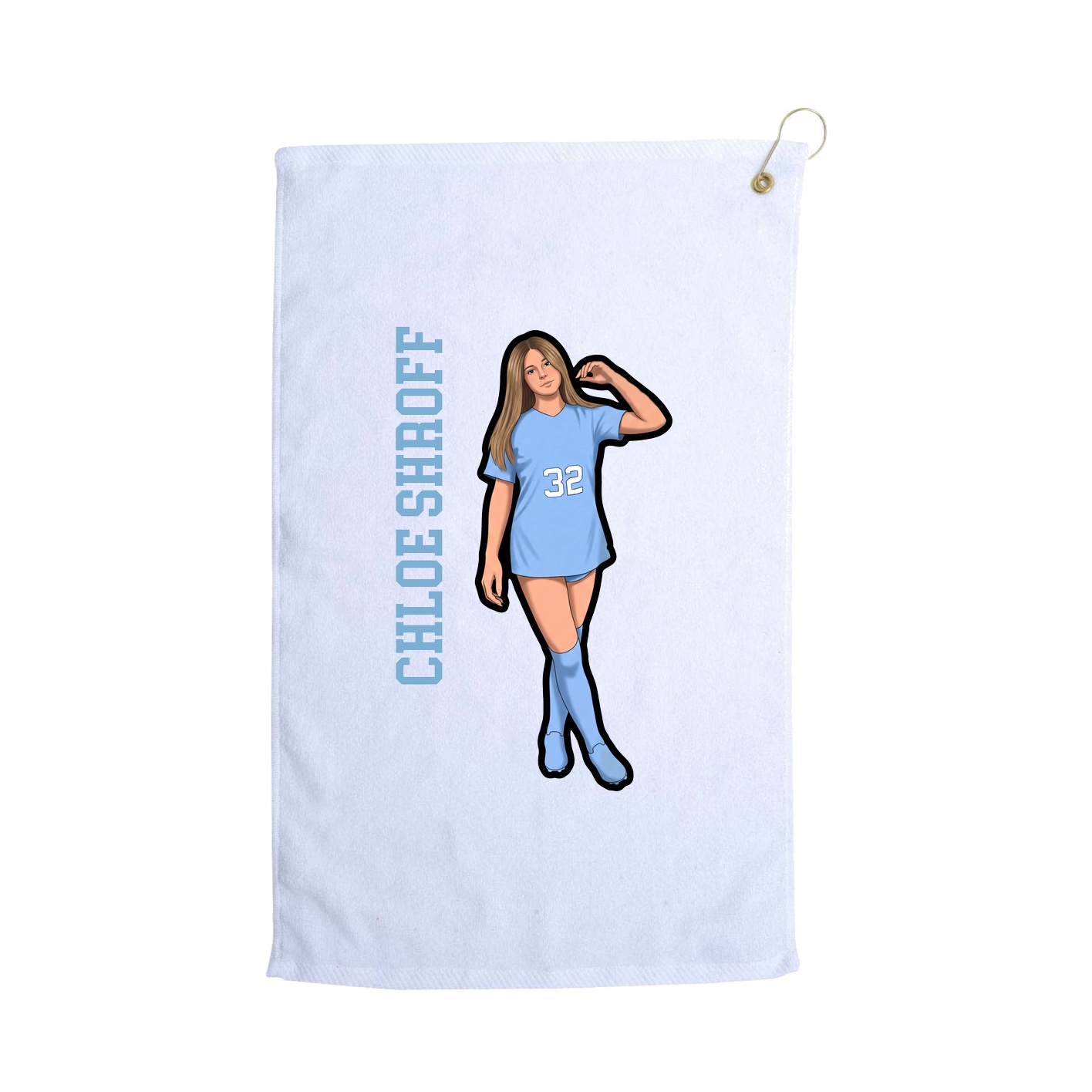 Golf Towel — Name Vertical in White