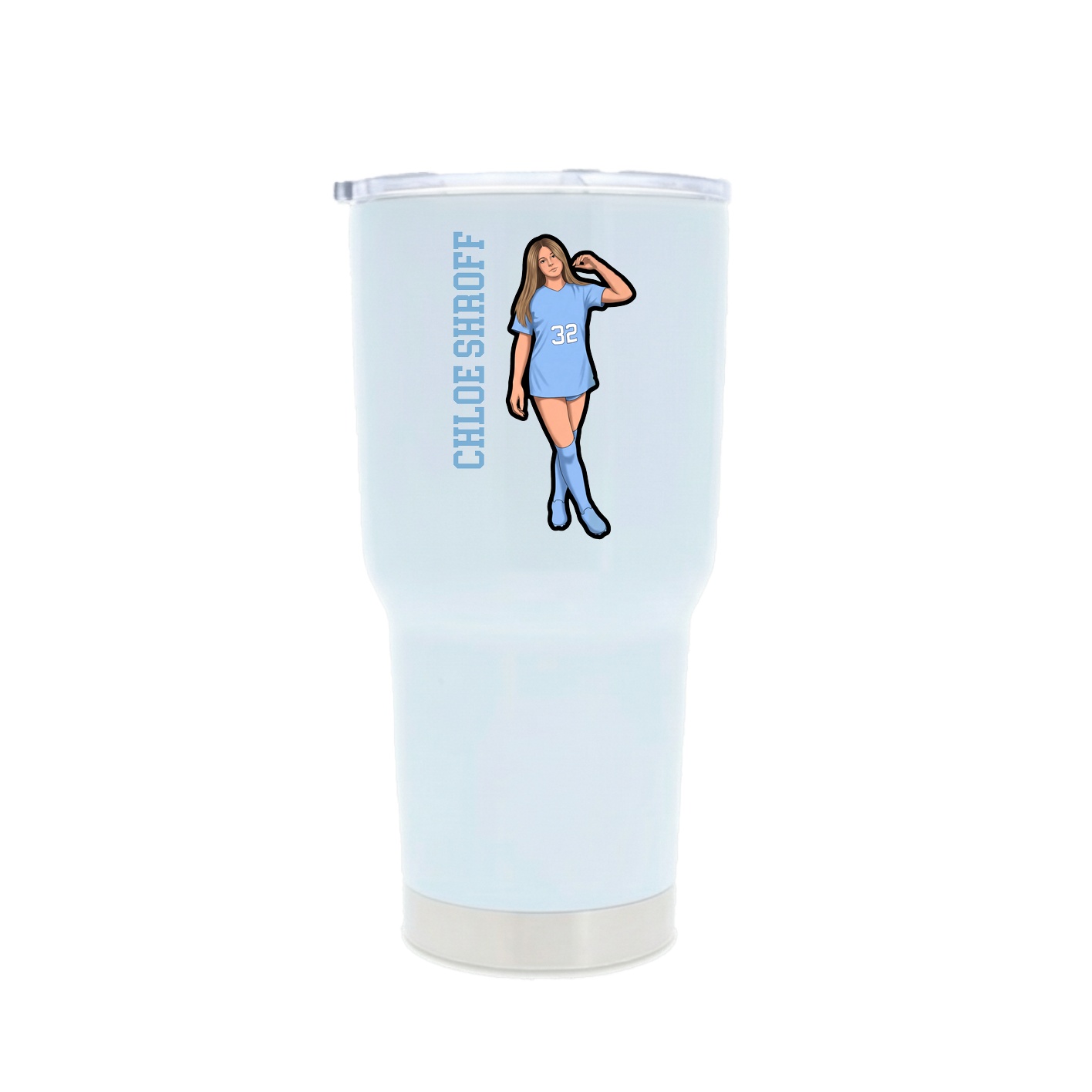 30oz Stainless Steel Tumbler — Name Vertical in White