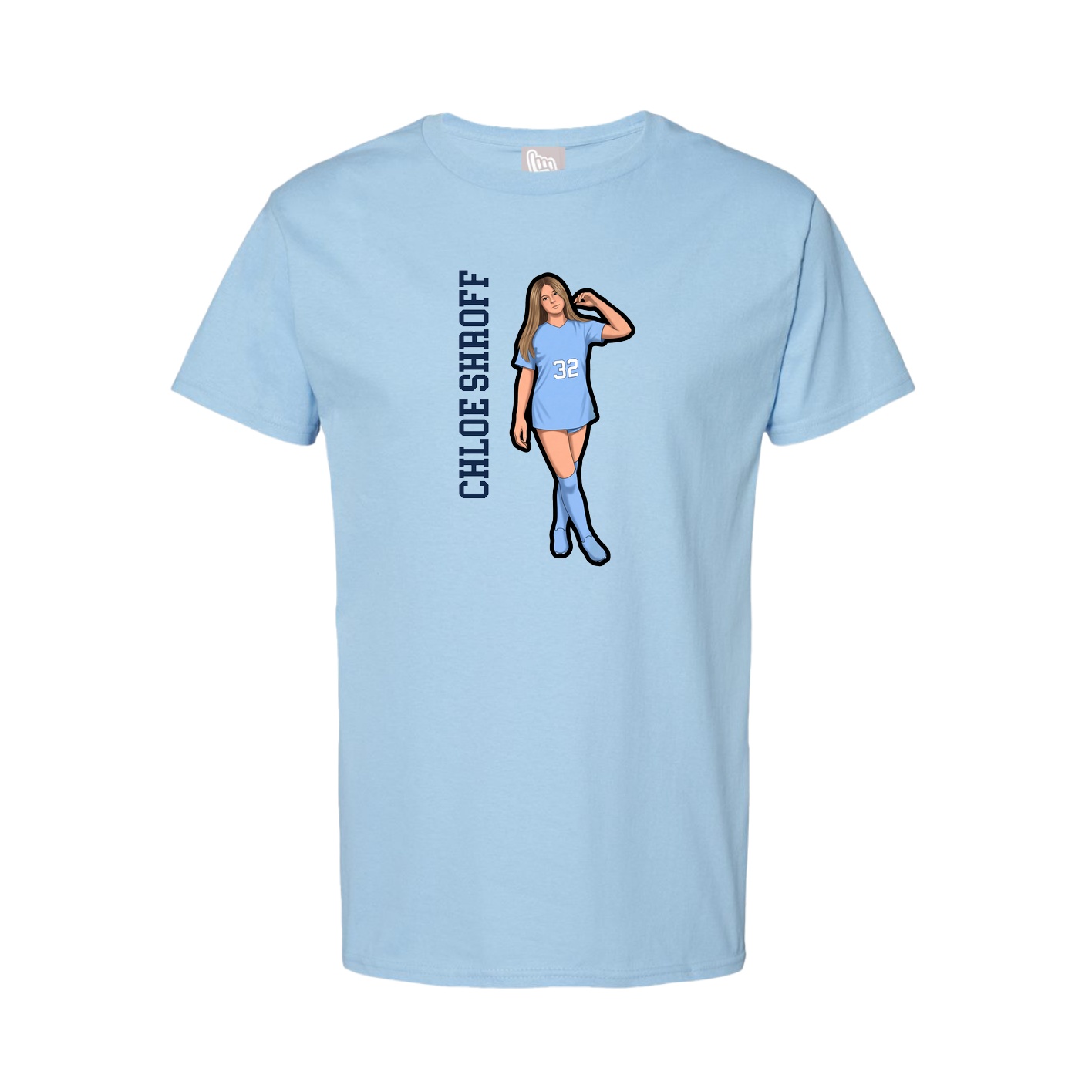 Tee — Name Vertical in Light Blue