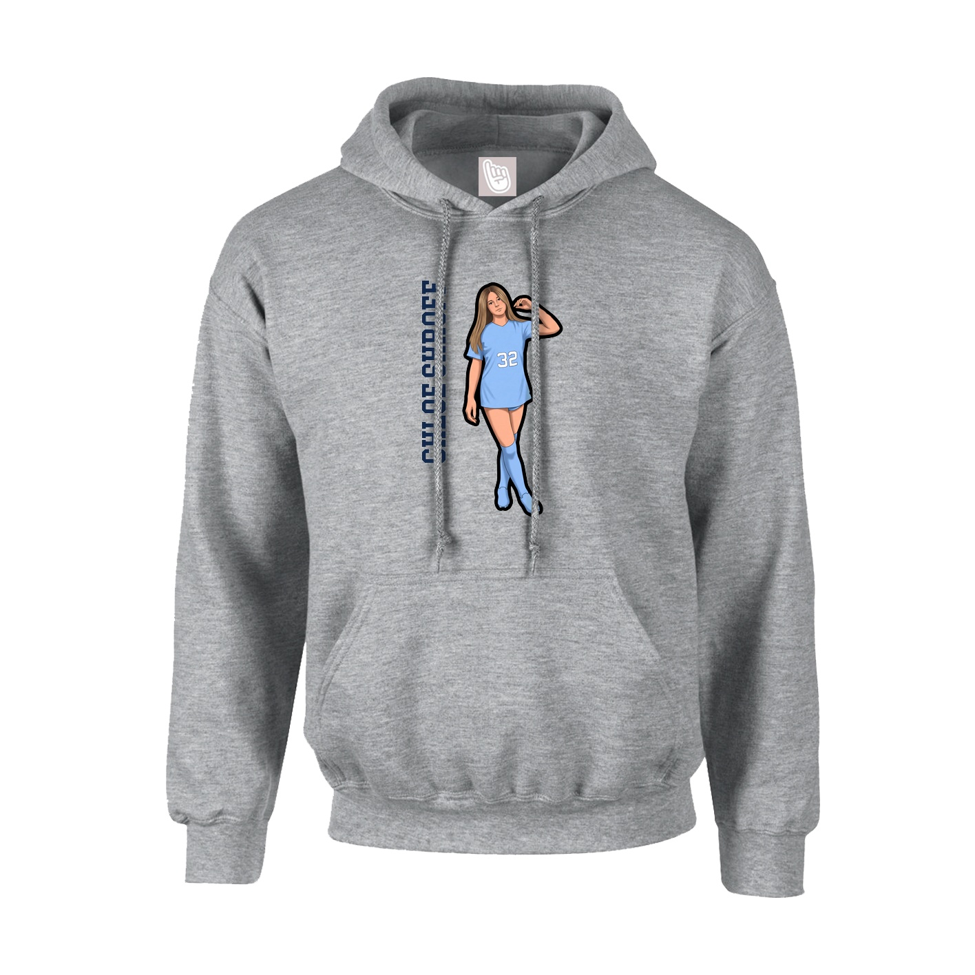 Hoodie — Name Vertical in Grey