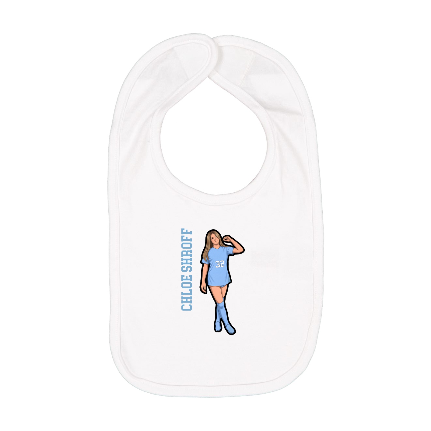Infant Bib — Name Vertical in White