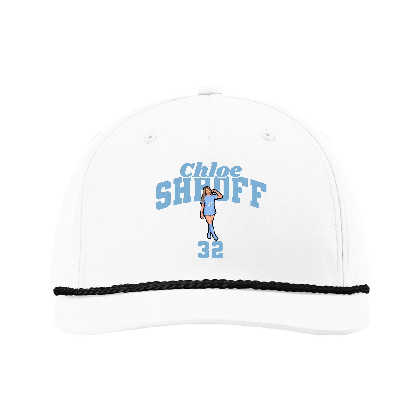 Five-Panel Classic Rope Cap — Signature Arch in White