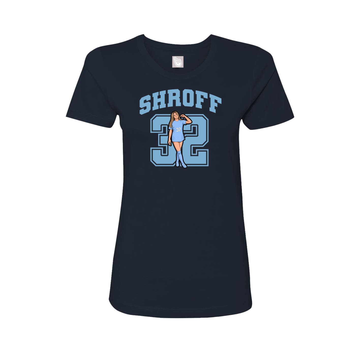 Fitted Women's Tee — Number in Navy