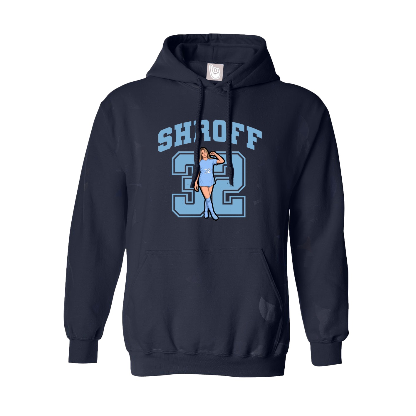 Youth Hoodie — Number in Navy