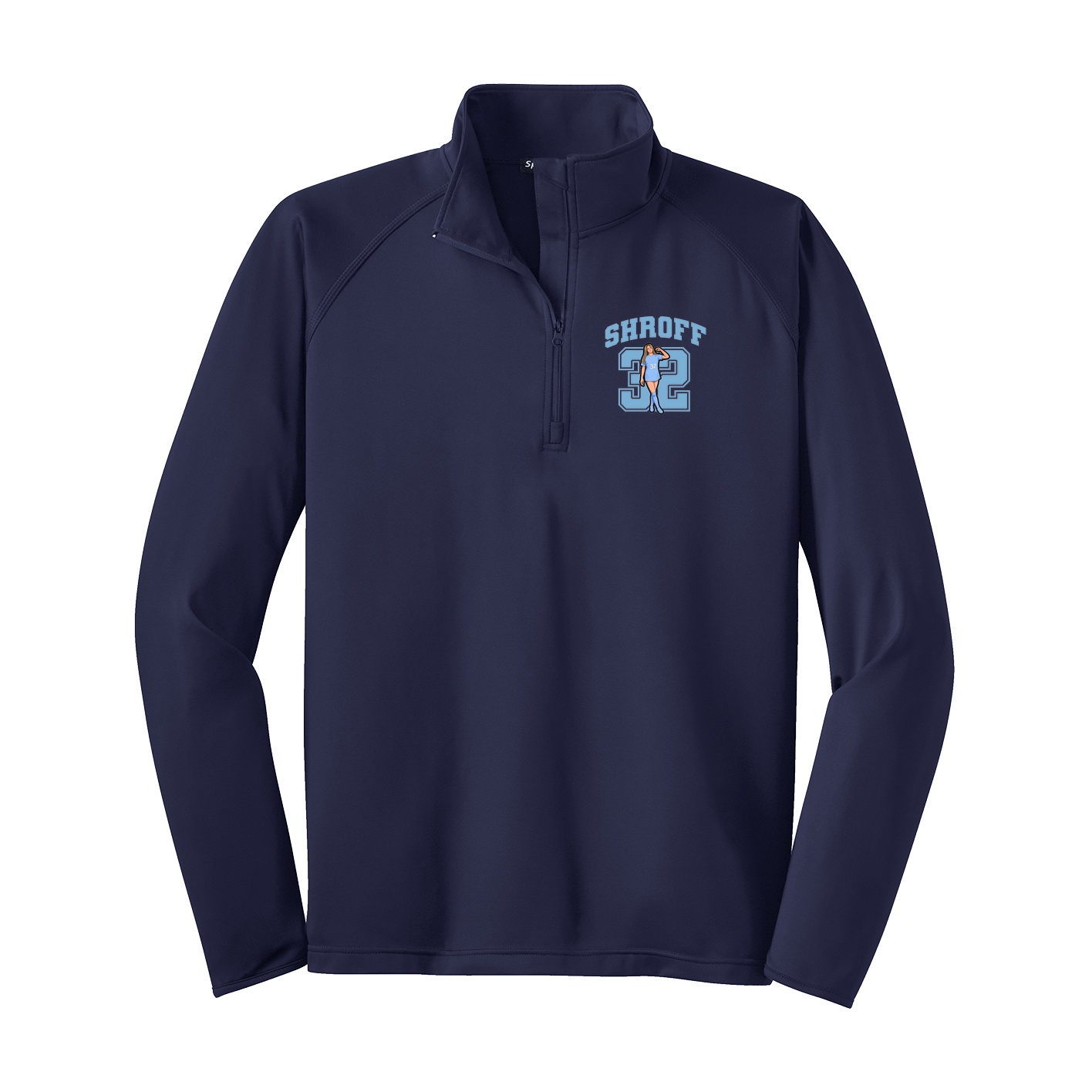 Q-Zip Pullover — Number in Navy