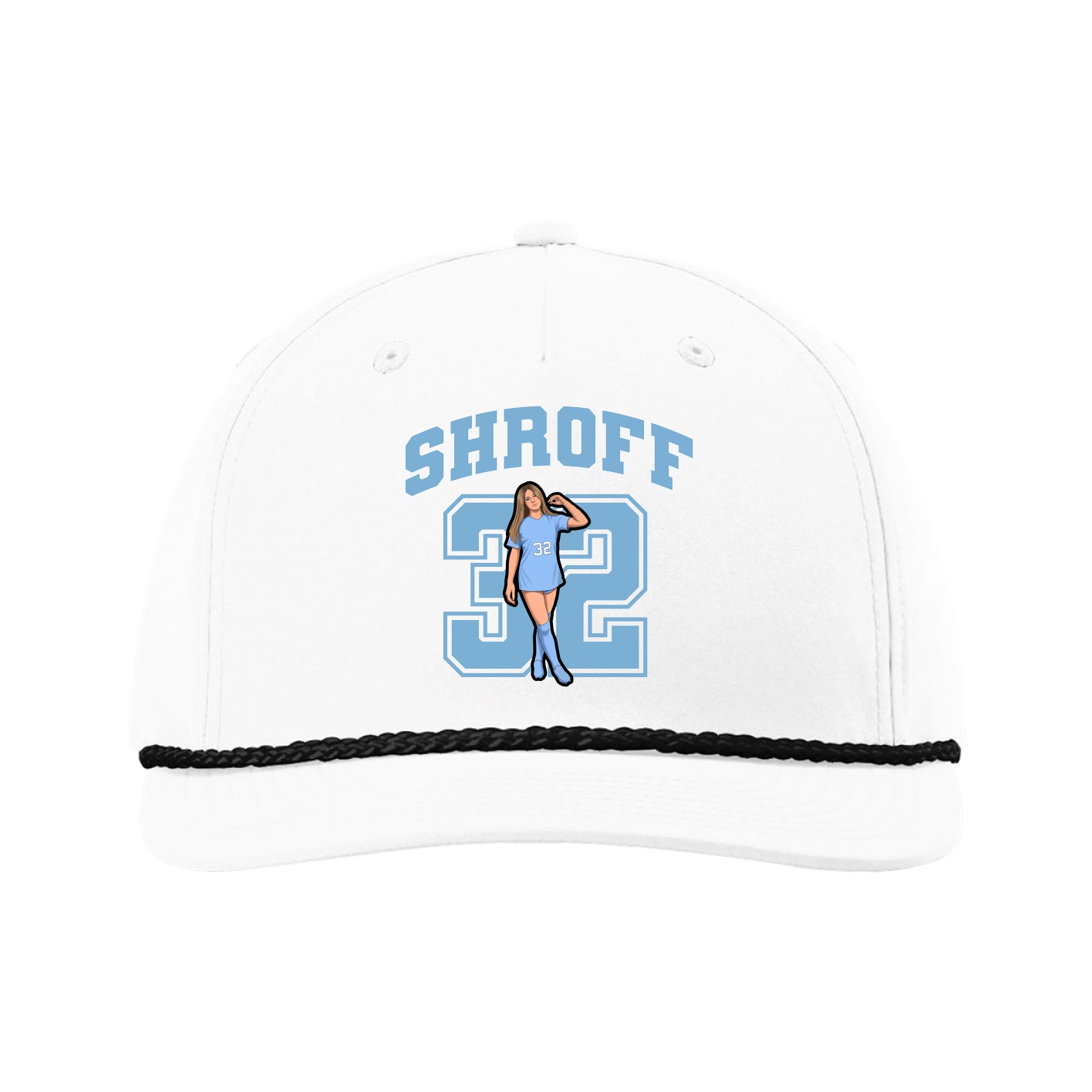 Five-Panel Classic Rope Cap — Number in White