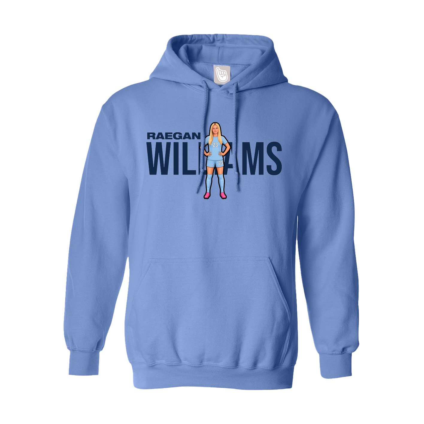 Youth Hoodie — Player Name in Powder Blue