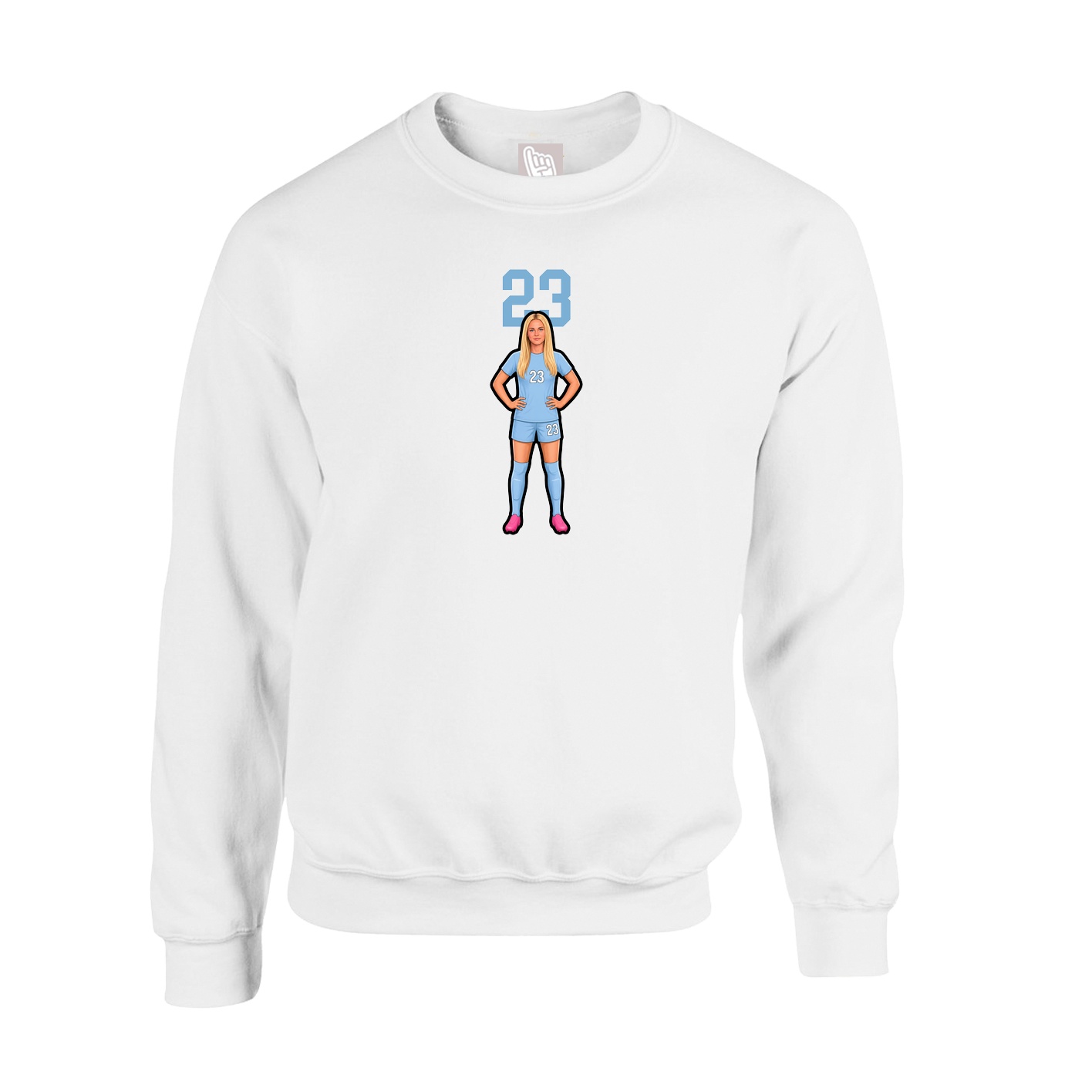 Fleece Crew — Number Top in White
