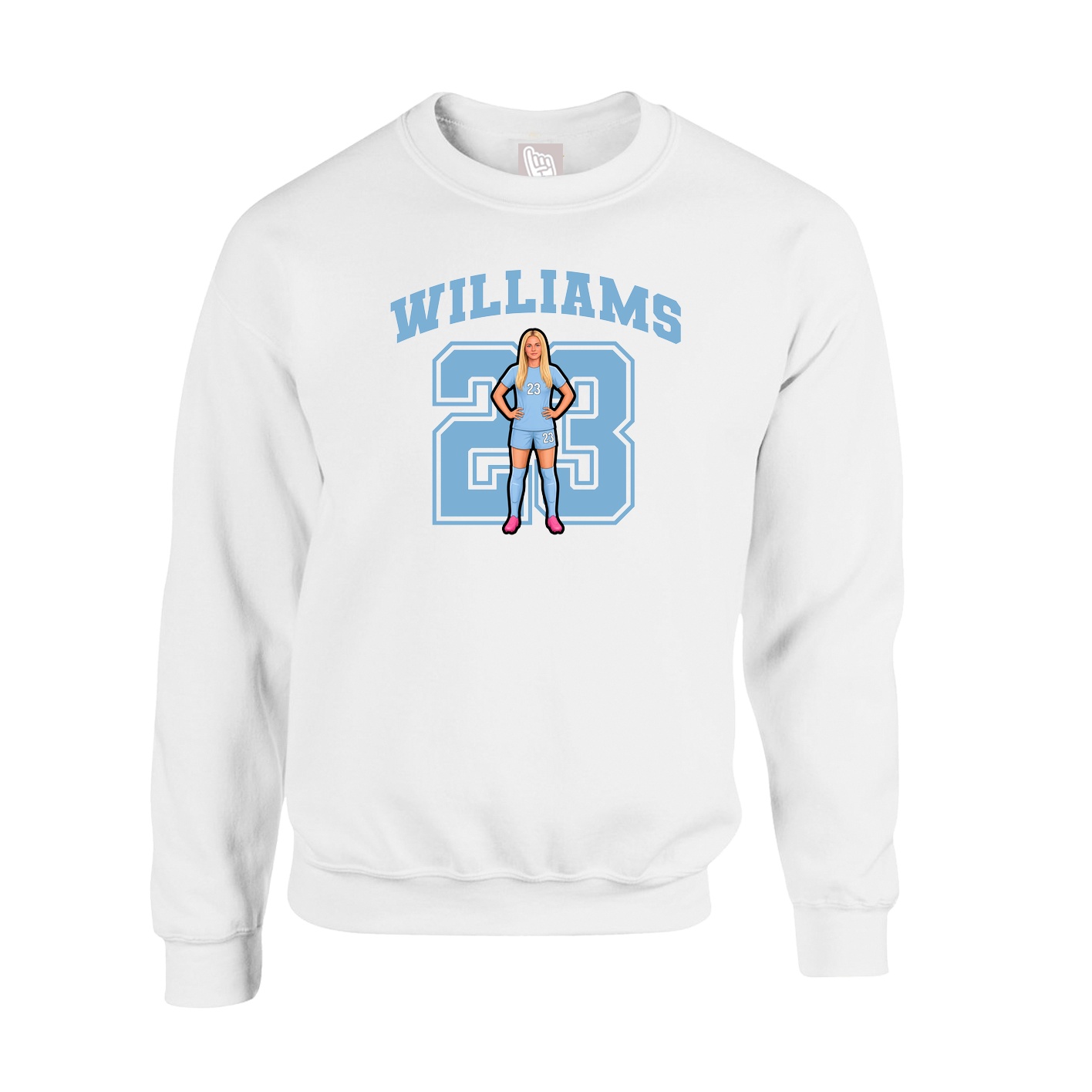 Fleece Crew — Number in White