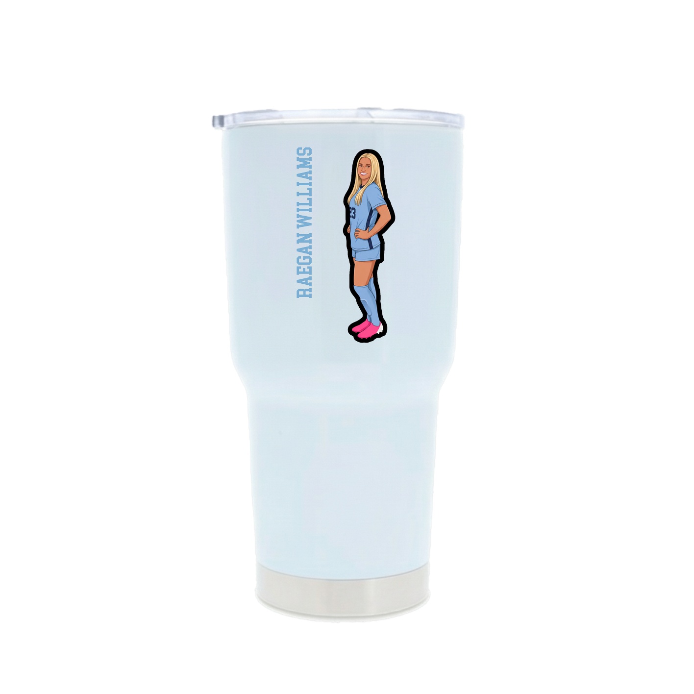 30oz Stainless Steel Tumbler — Name Vertical in White