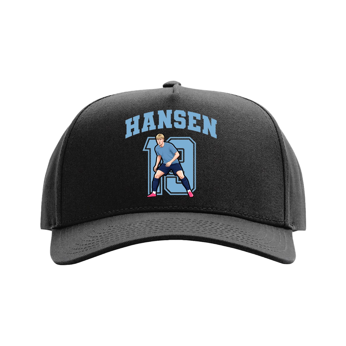 Full Fabric Five-Panel Champ Cap — Number in Black