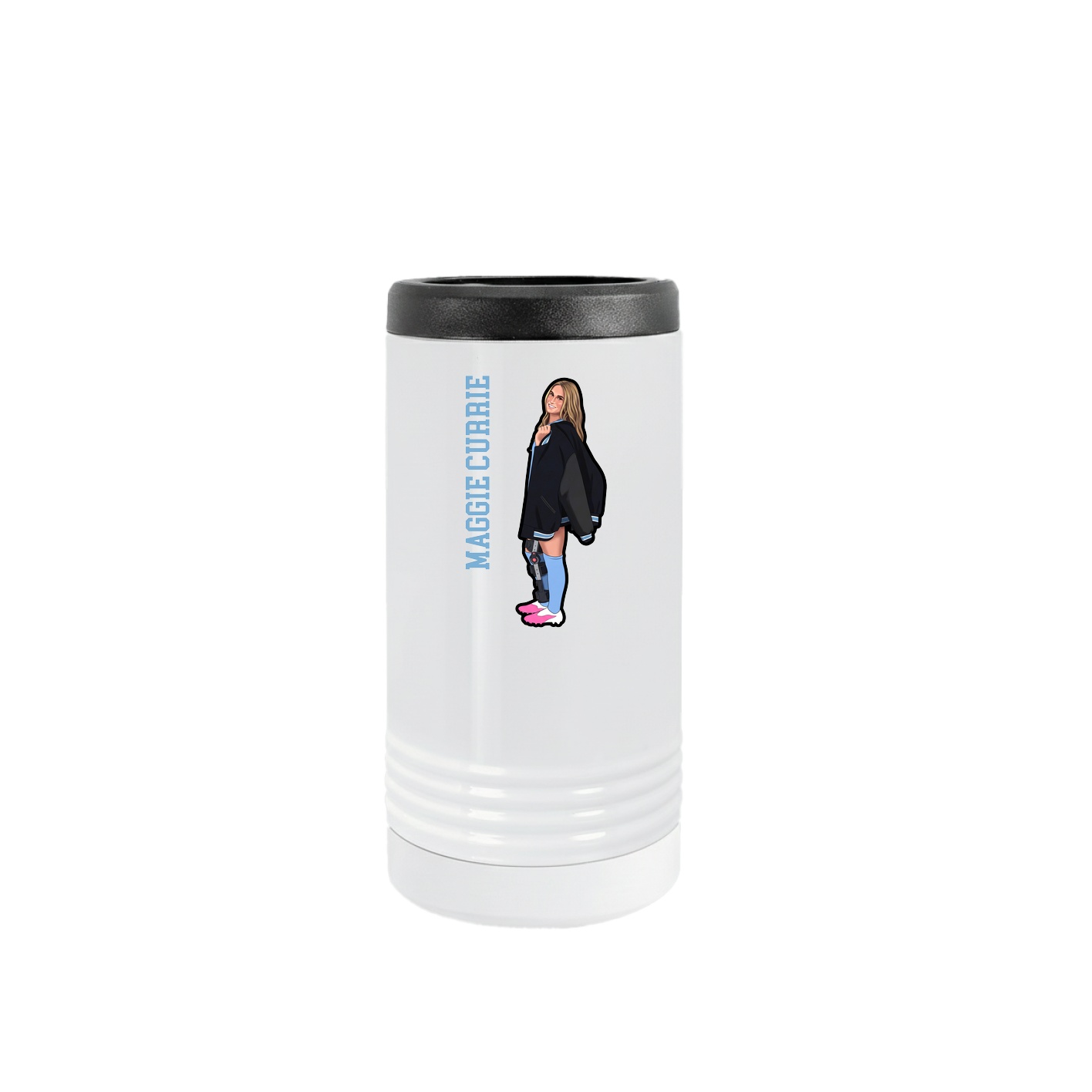Slim Beverage Holder — Name Vertical in White