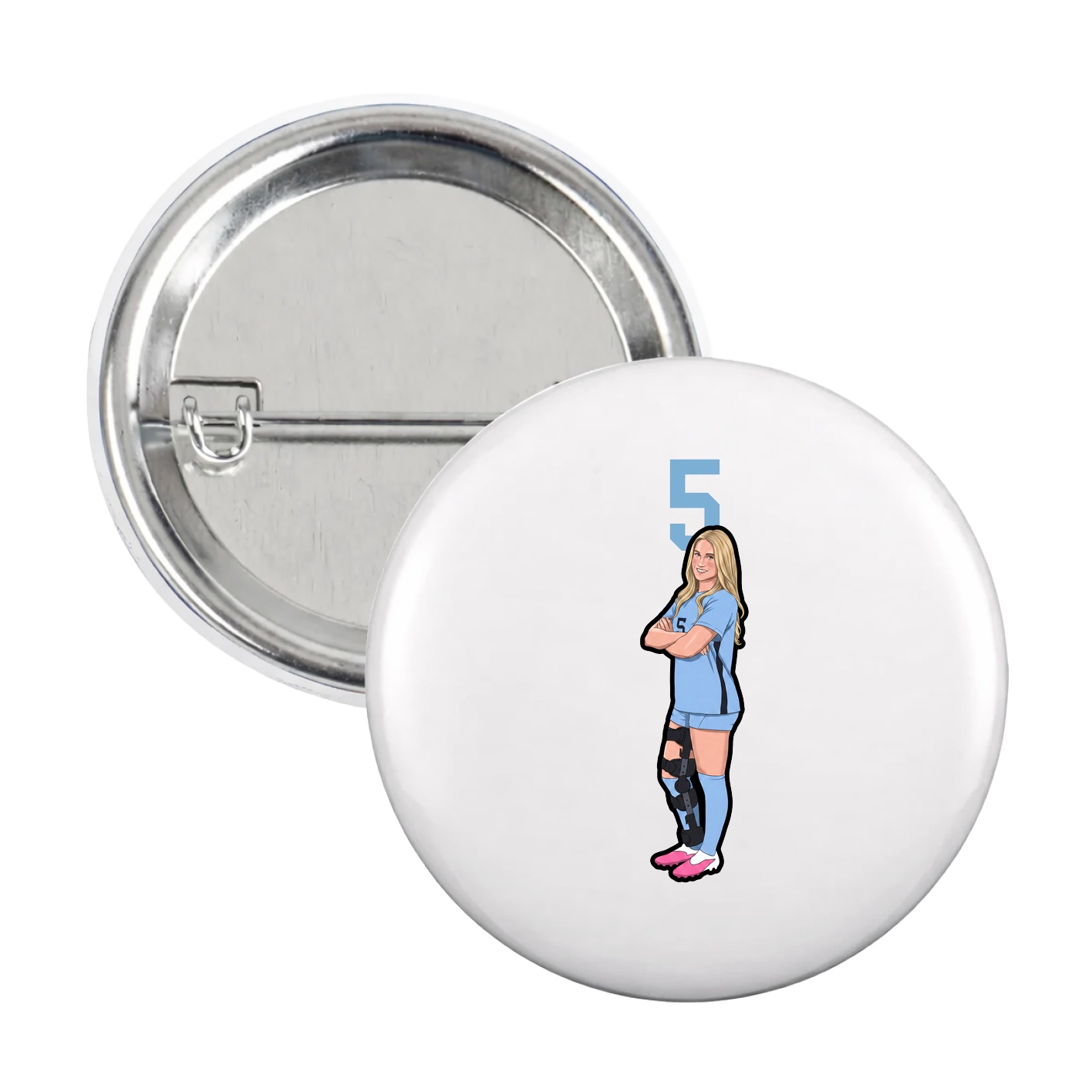 Game Day Button — Number Top in White
