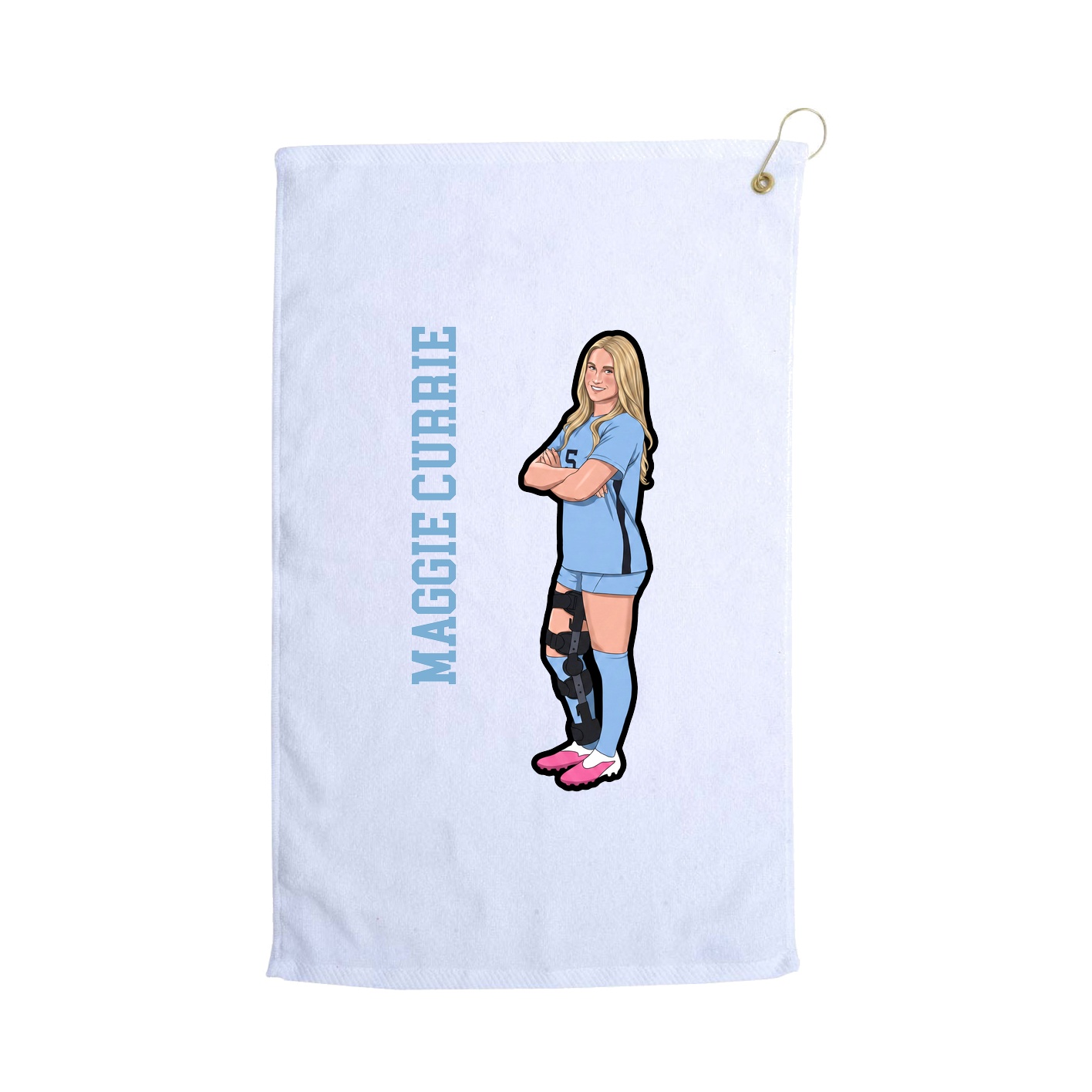 Golf Towel — Name Vertical in White