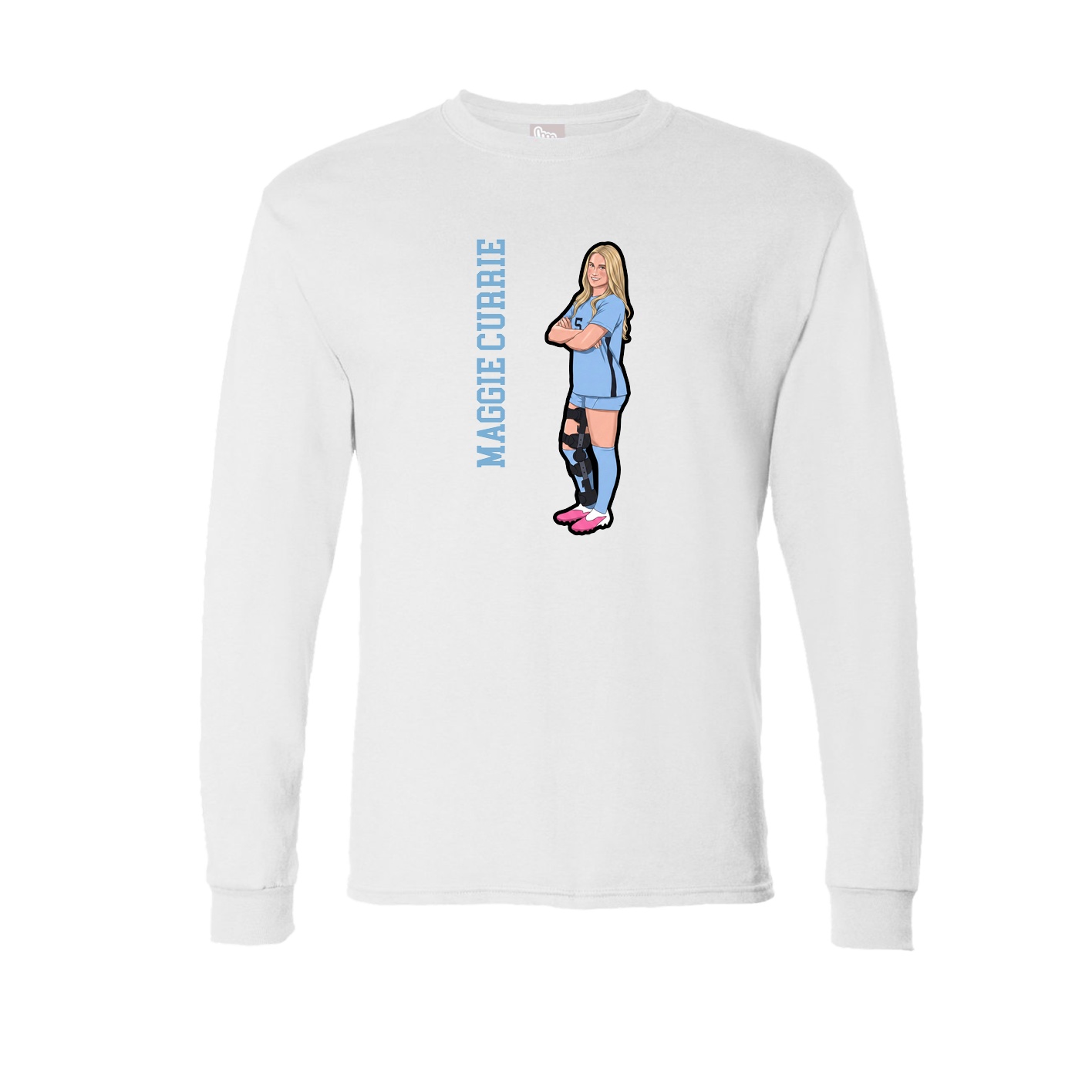 Long Sleeve Tee — Name Vertical in White