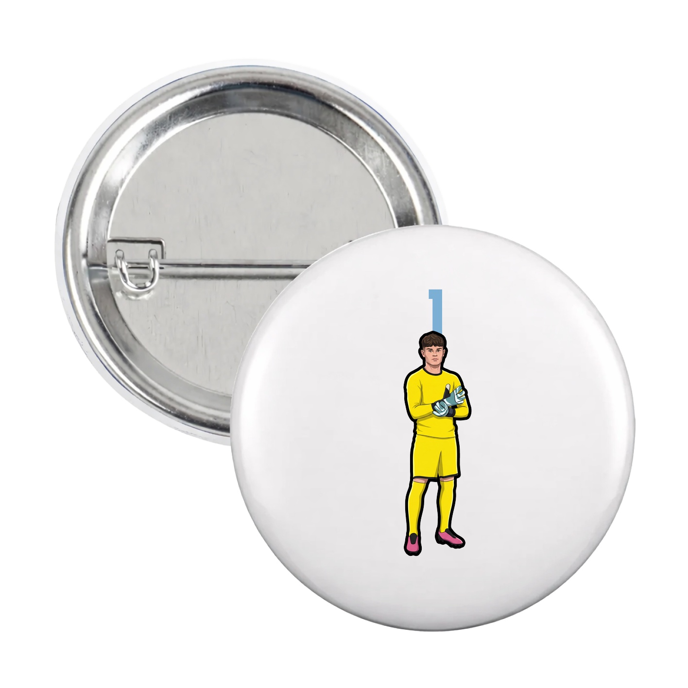 Game Day Button — Number Top in White
