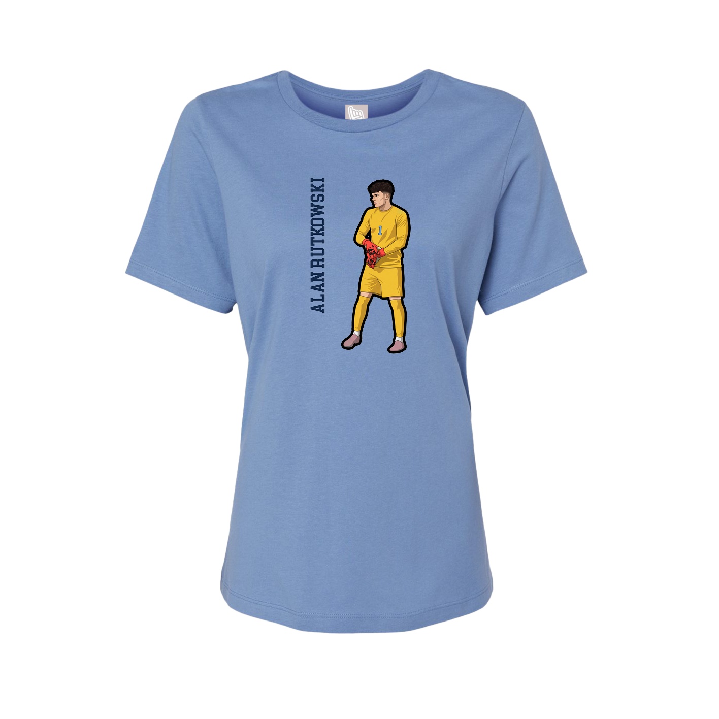 Fitted Women's Tee — Name Vertical in Powder Blue