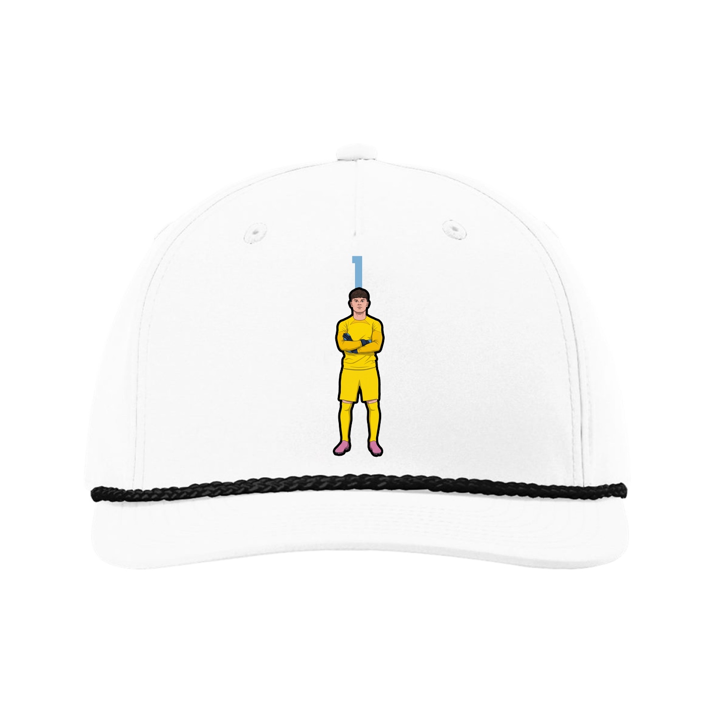 Five-Panel Classic Rope Cap — Number Top in White
