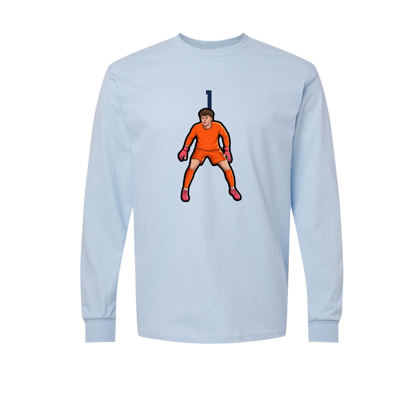 Long Sleeve Tee — Number Top in Light Blue