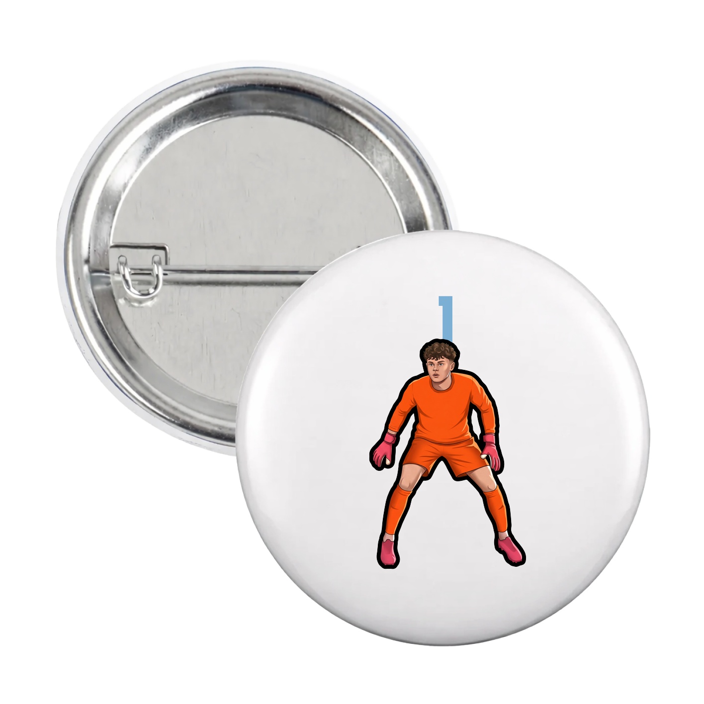 Game Day Button — Number Top in White