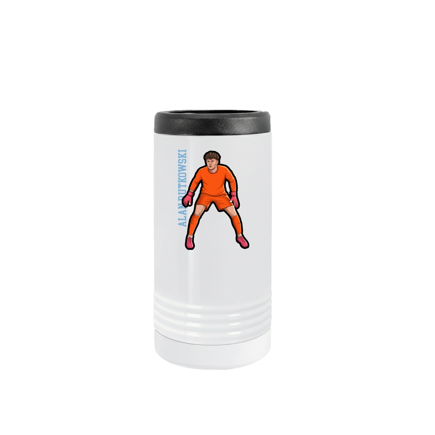 Slim Beverage Holder — Name Vertical in White