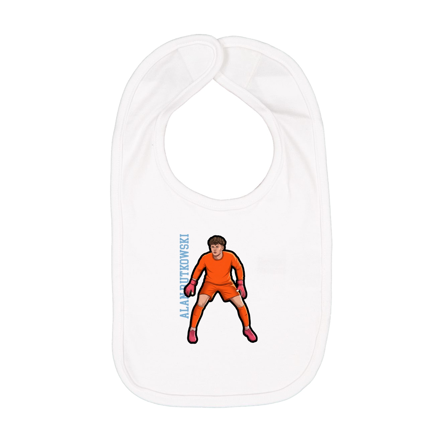 Infant Bib — Name Vertical in White