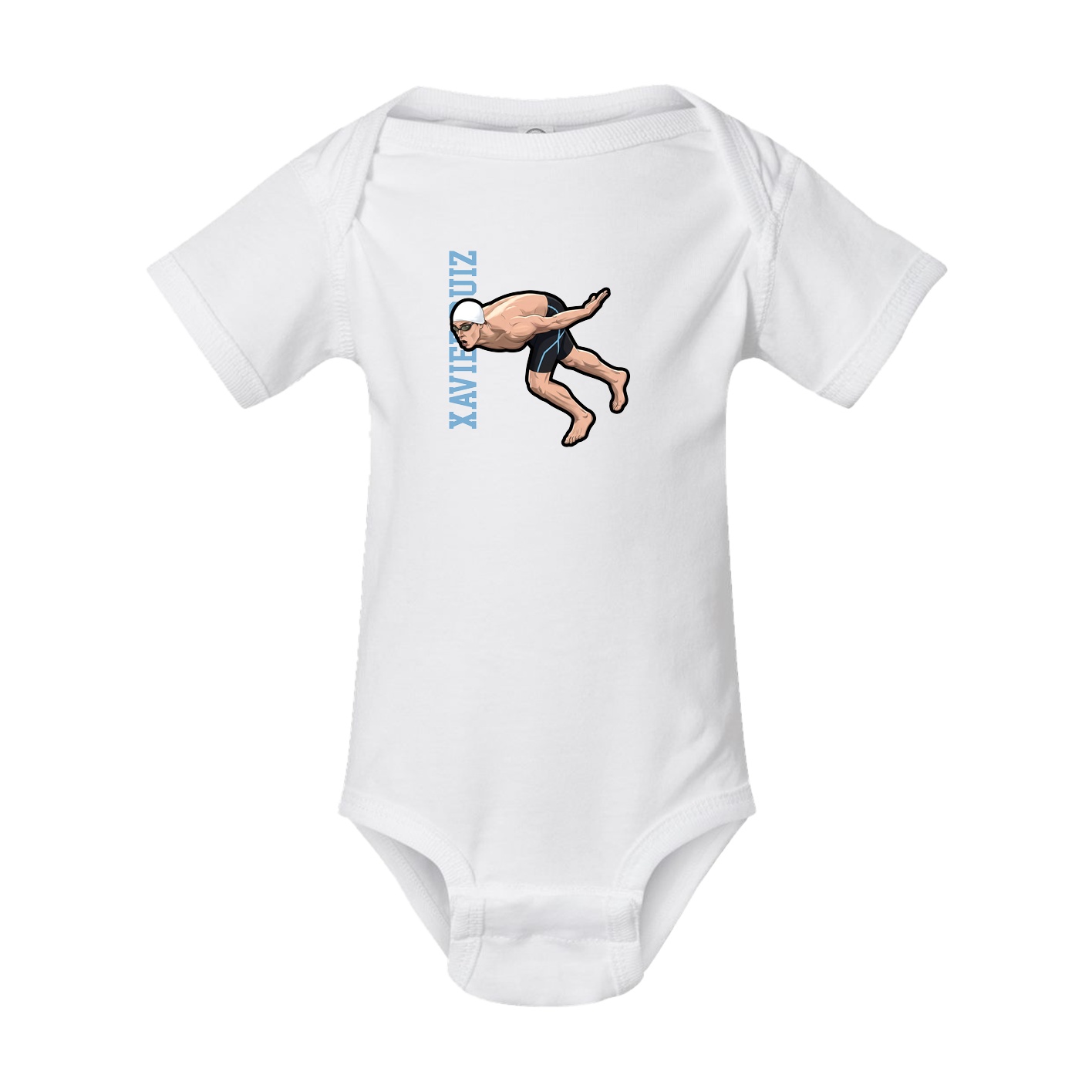 Baby Onesie — Name Vertical in White