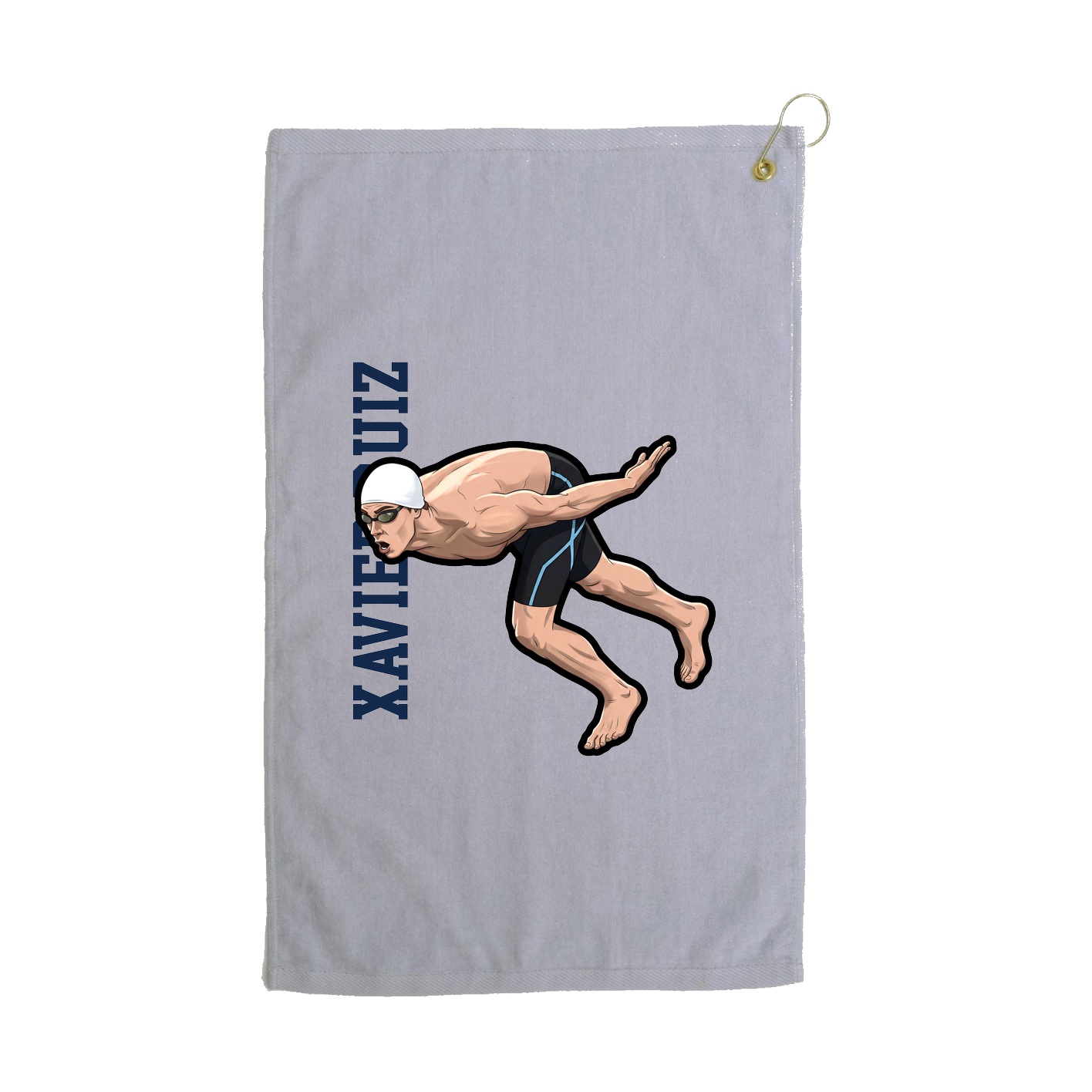 Golf Towel — Name Vertical in Grey