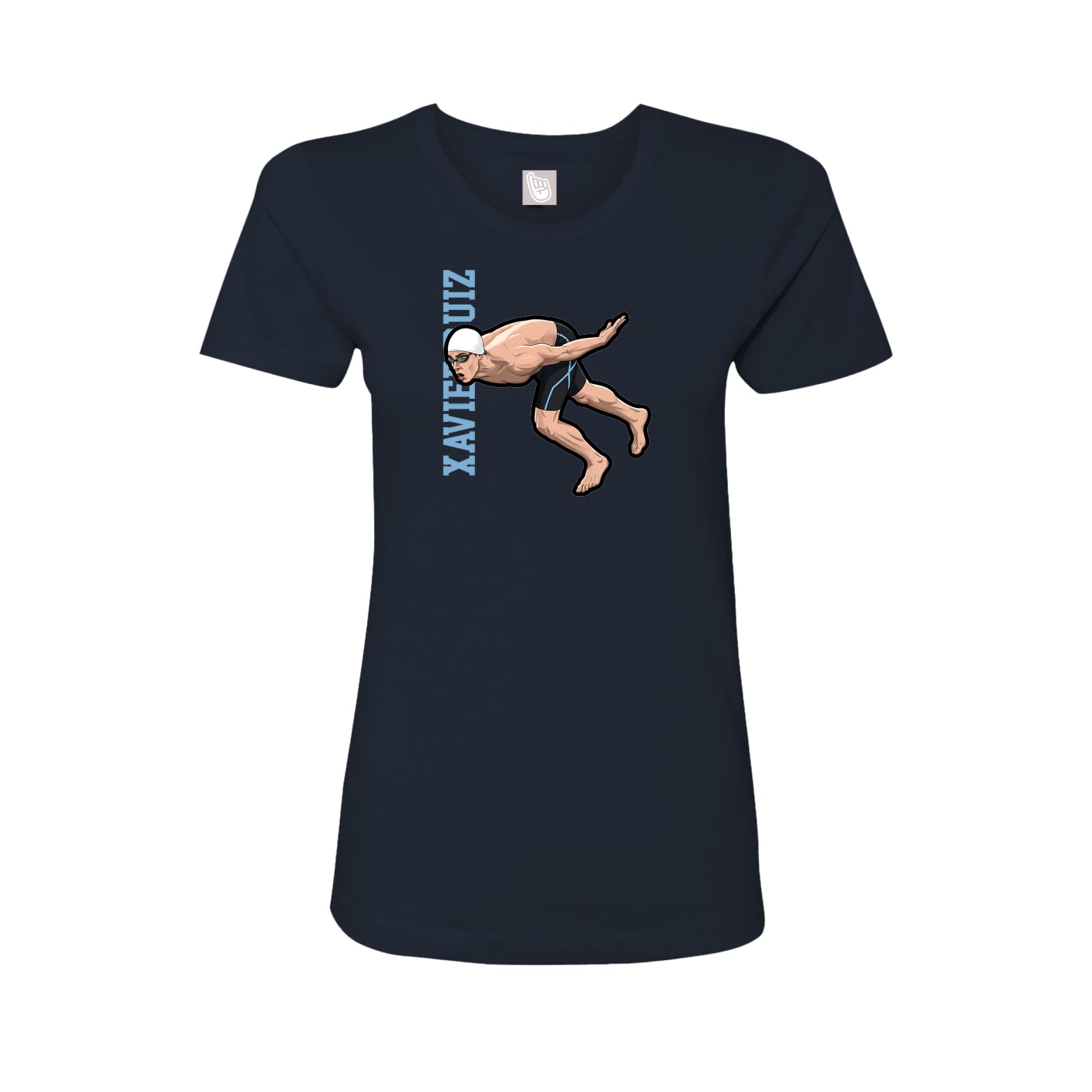 Fitted Women's Tee — Name Vertical in Navy