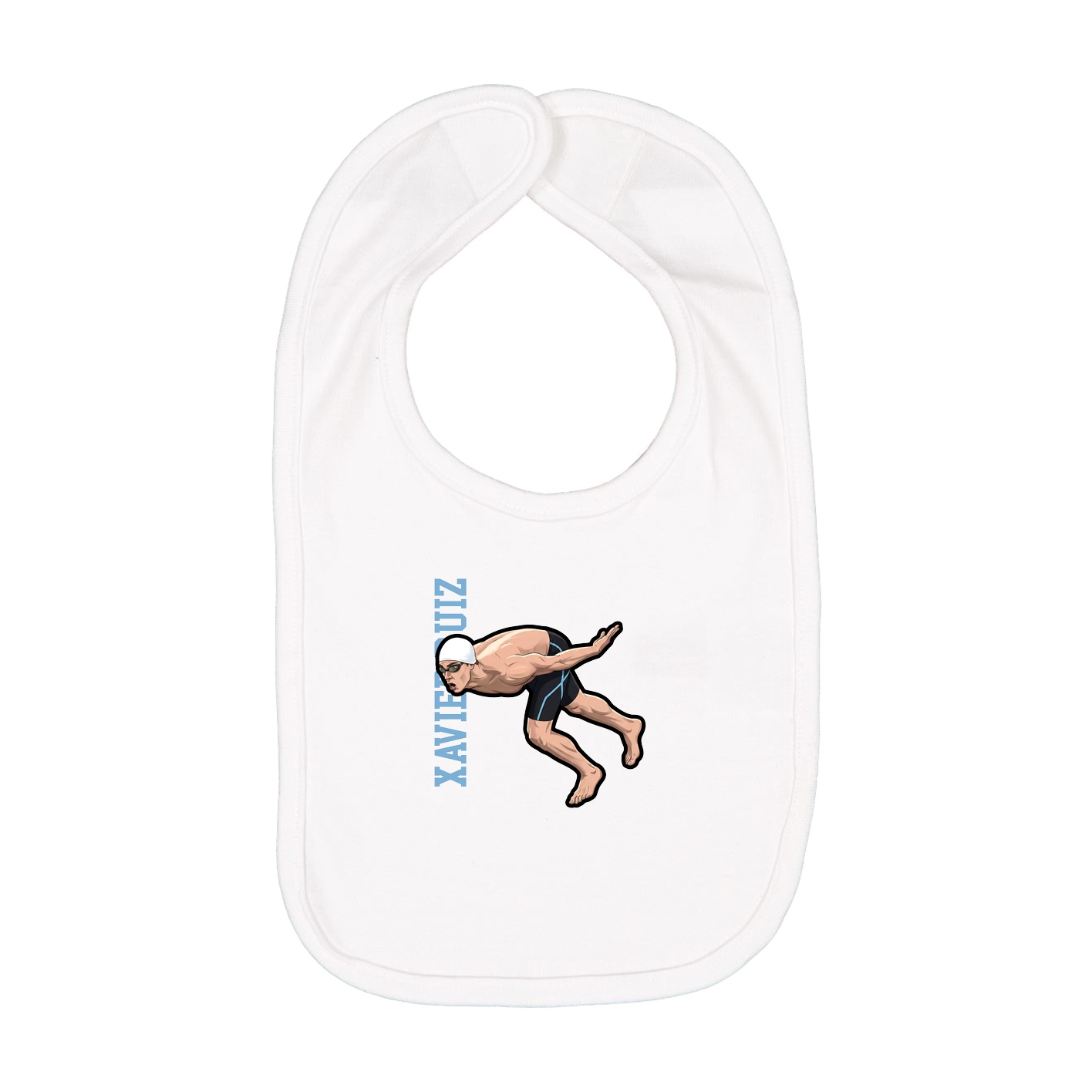 Infant Bib — Name Vertical in White