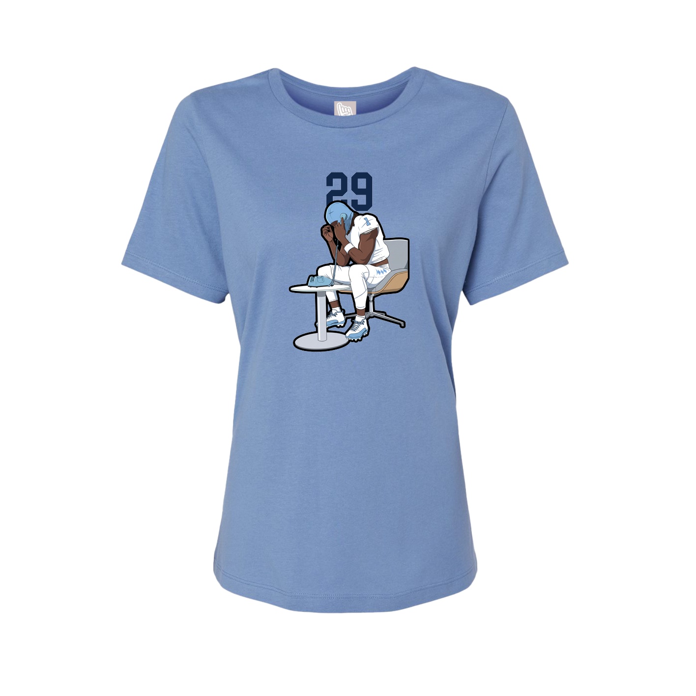 Fitted Women's Tee — Number Top in Powder Blue