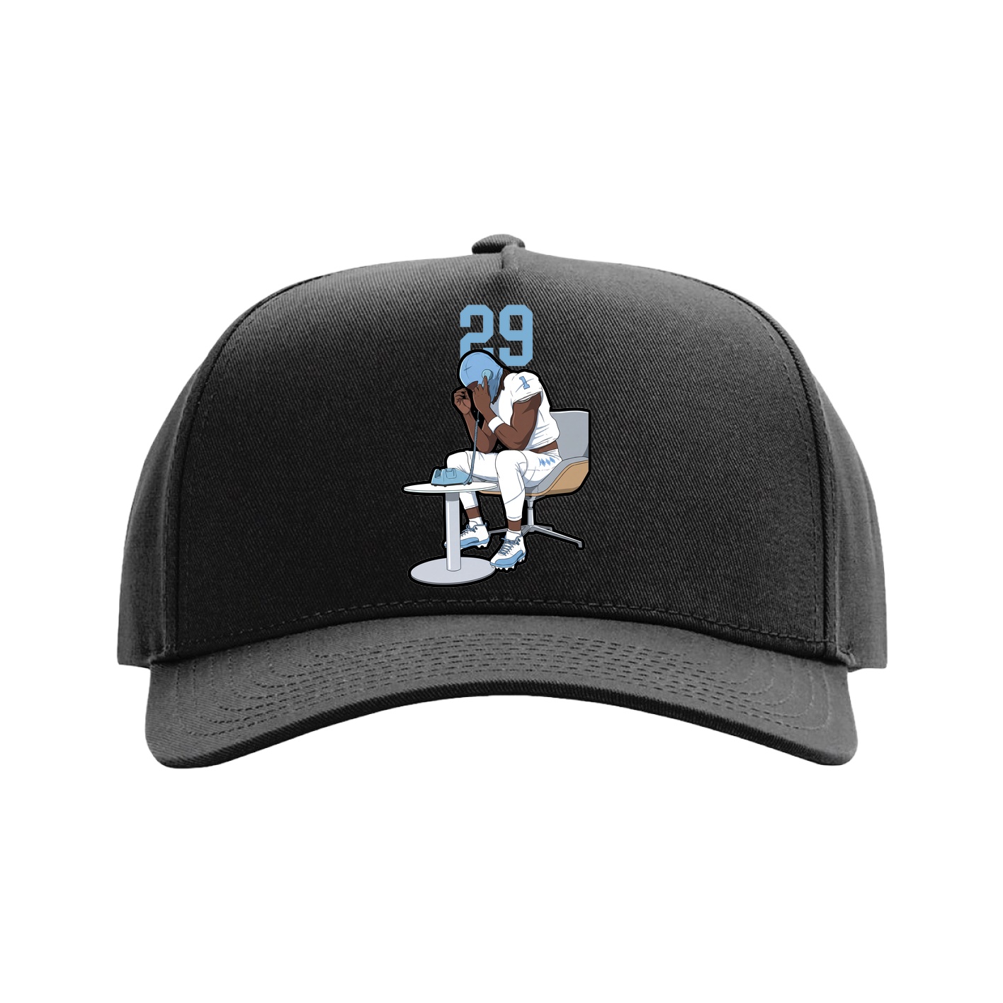 Full Fabric Five-Panel Champ Cap — Number Top in Black