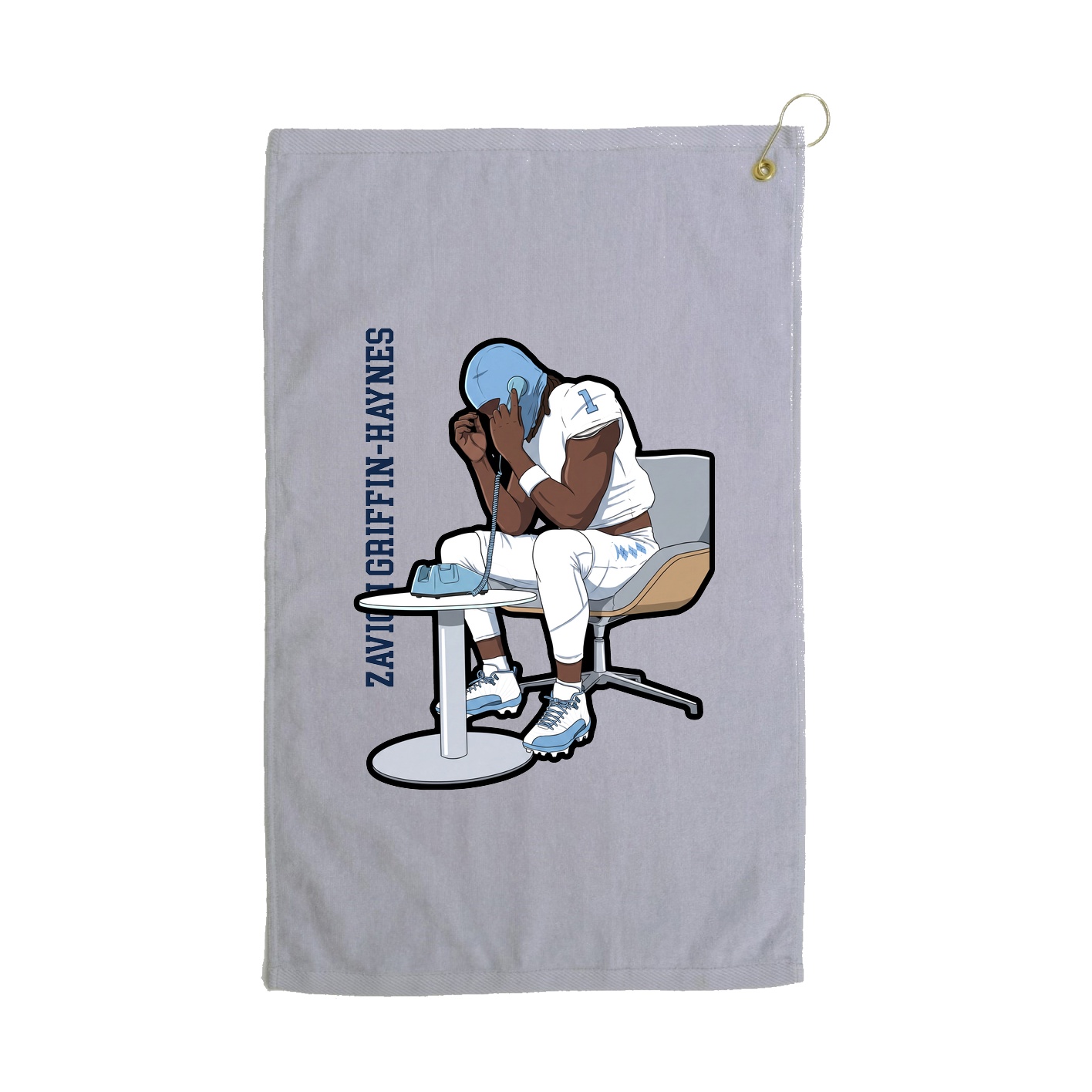 Golf Towel — Name Vertical in Grey