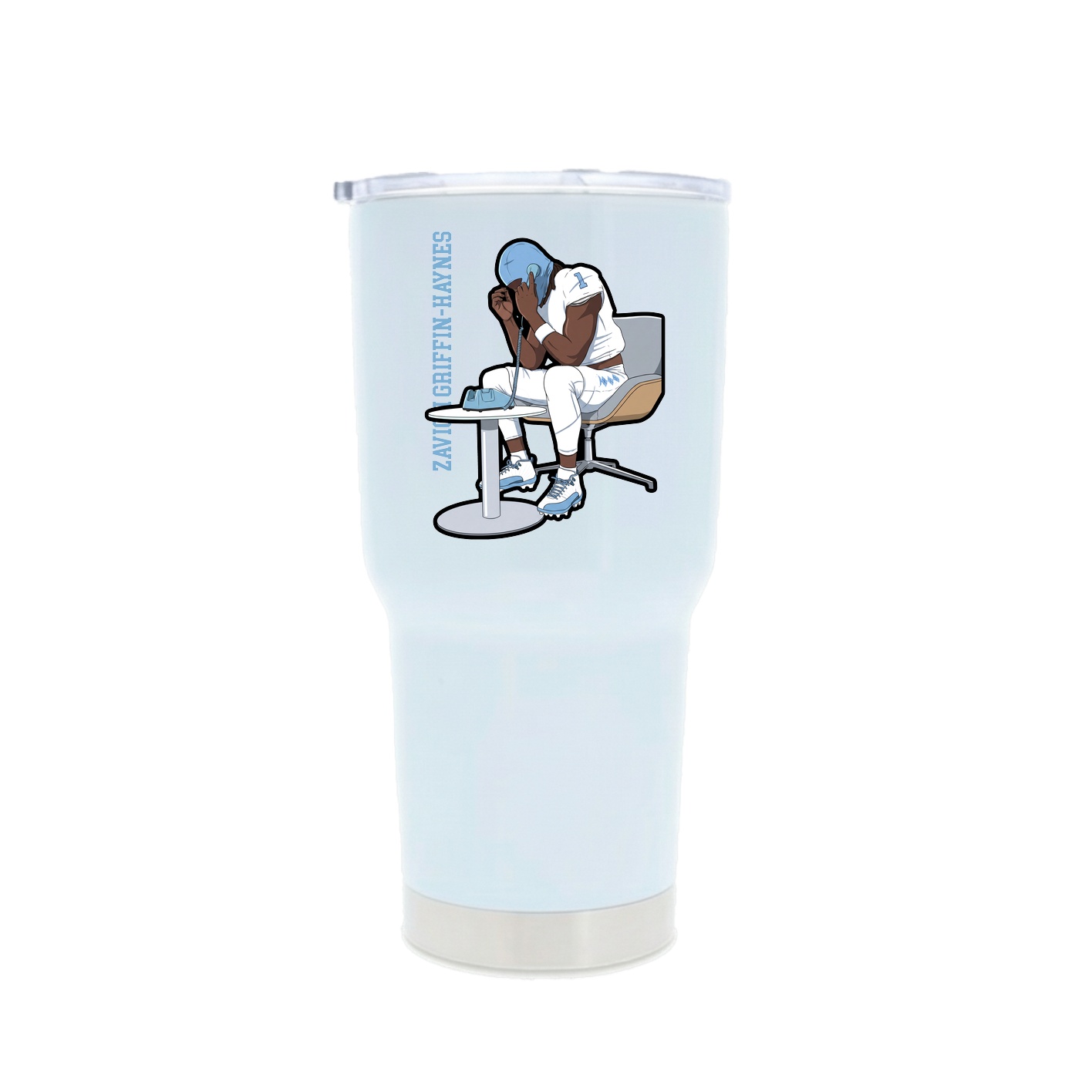 30oz Stainless Steel Tumbler — Name Vertical in White