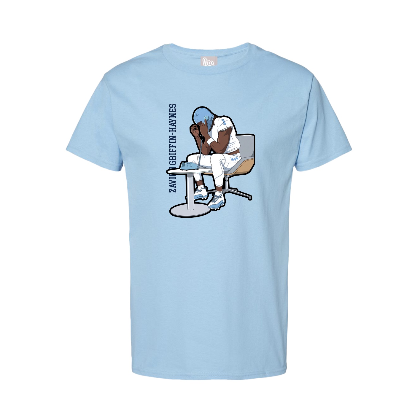 Tee — Name Vertical in Light Blue